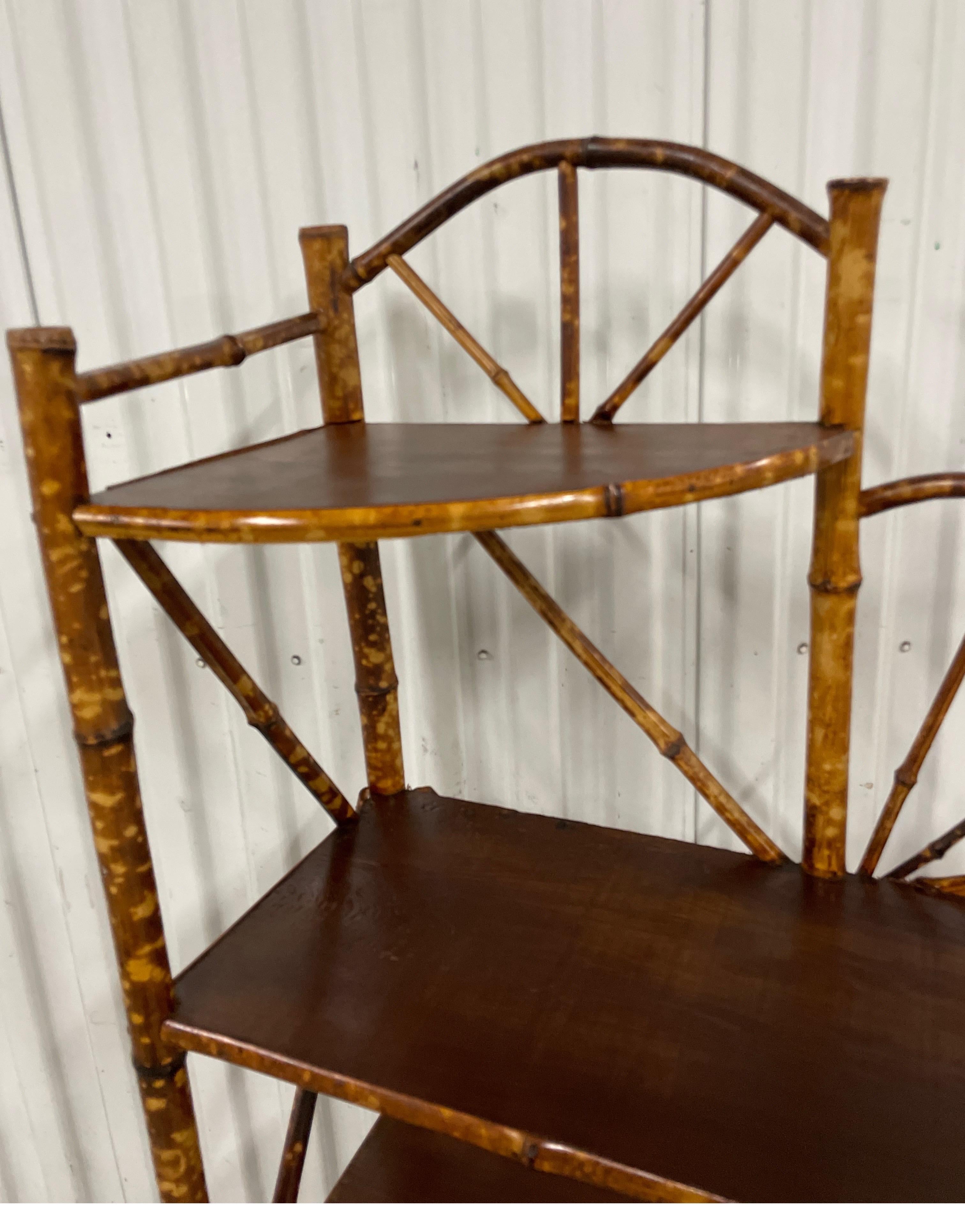 Antique Tortoise Bamboo Etagere For Sale 3
