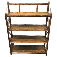 Antique Tortoise Bamboo Four-Tier Étagère