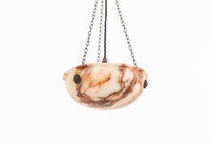 Antique Tortoise Shell Alabaster Plafonnier Ceiling Light Pendant, C.1910