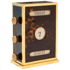 Antique Tortoiseshell & Gilt Sterling Silver Perpetual Desk Calendar from 1919