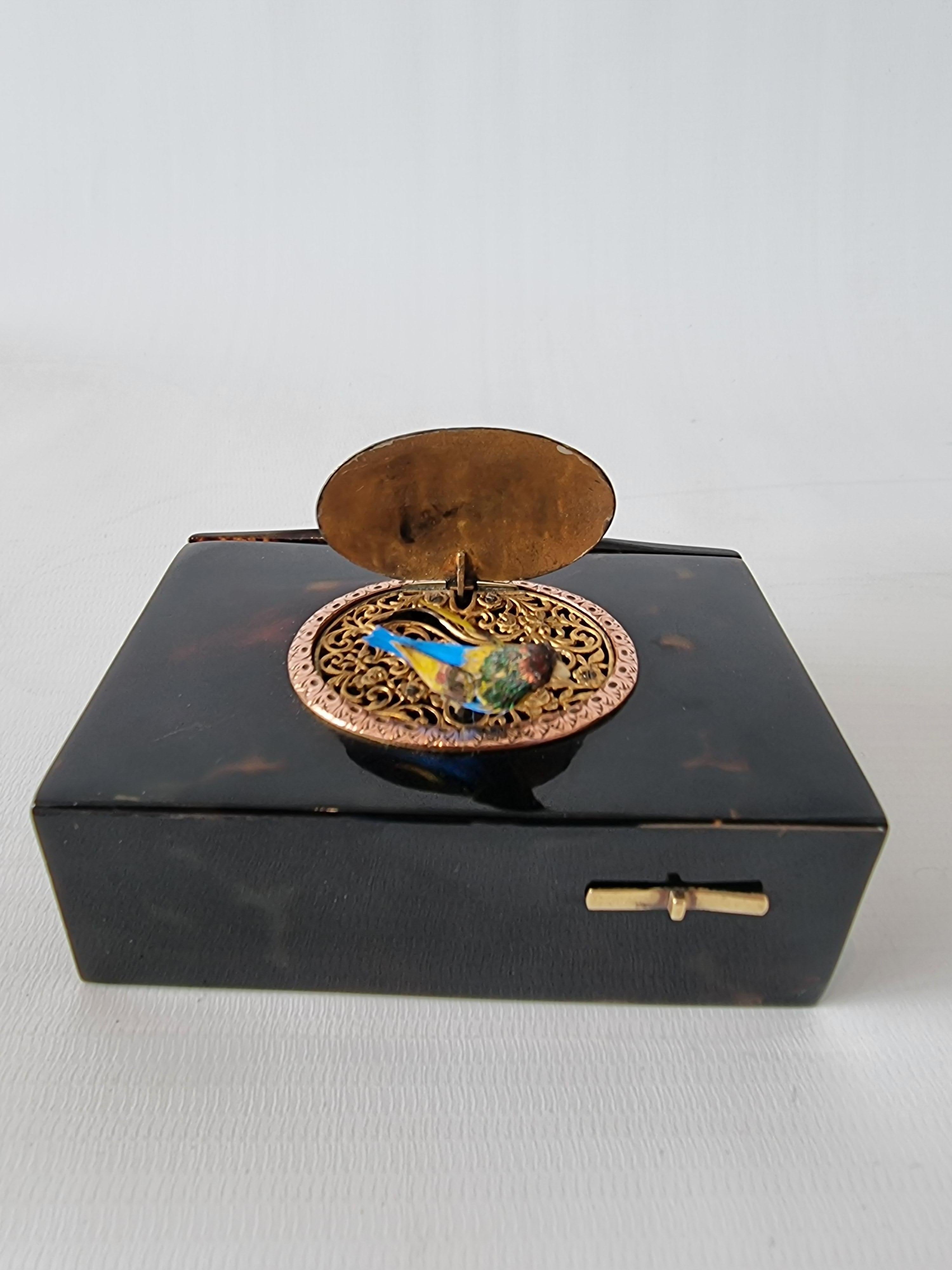 French Antique Tortoiseshell Singing Bird Box, Most Probably by Bontems For Sale