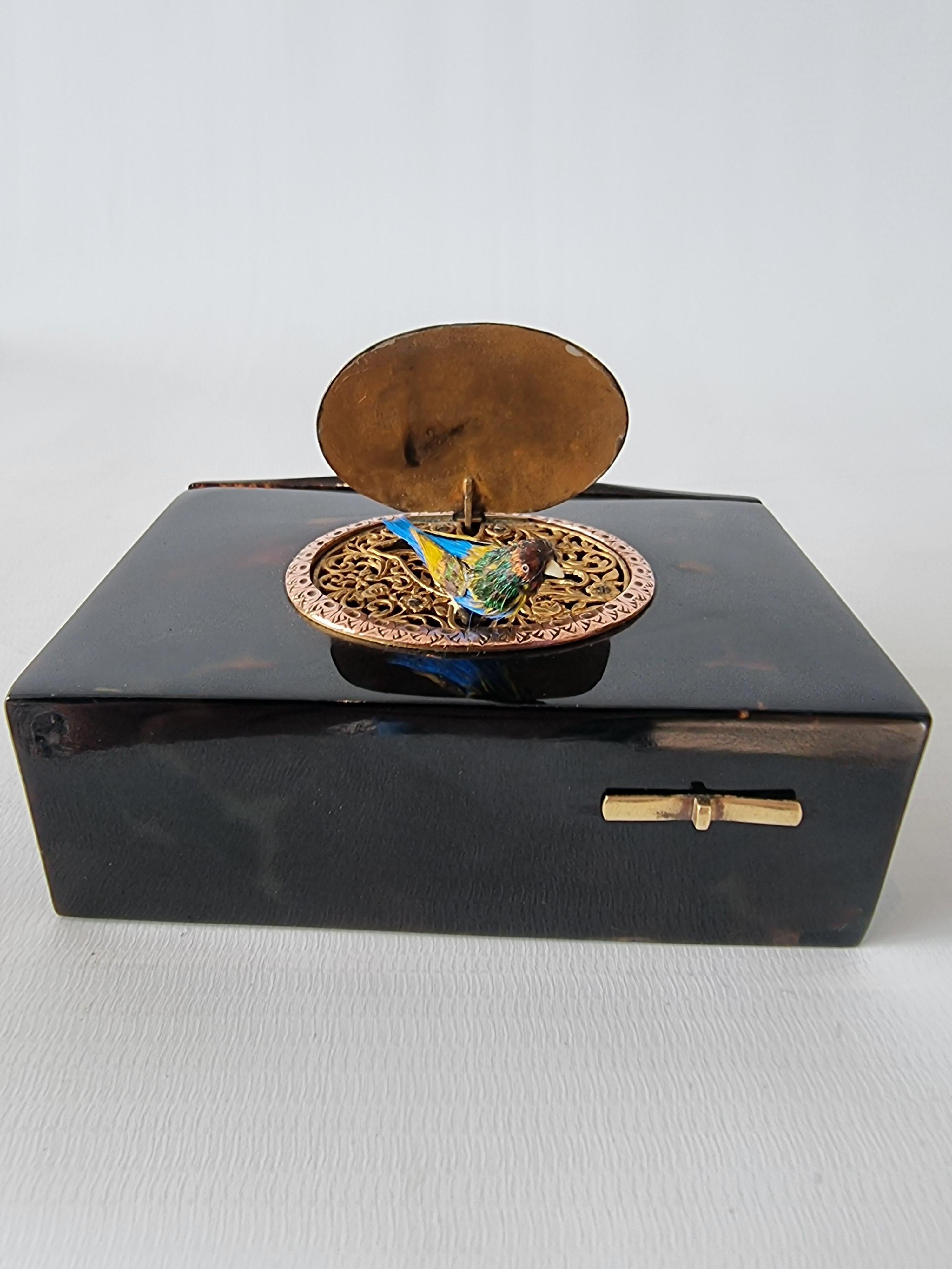 Late 19th Century Antique Tortoiseshell Singing Bird Box, Most Probably by Bontems For Sale