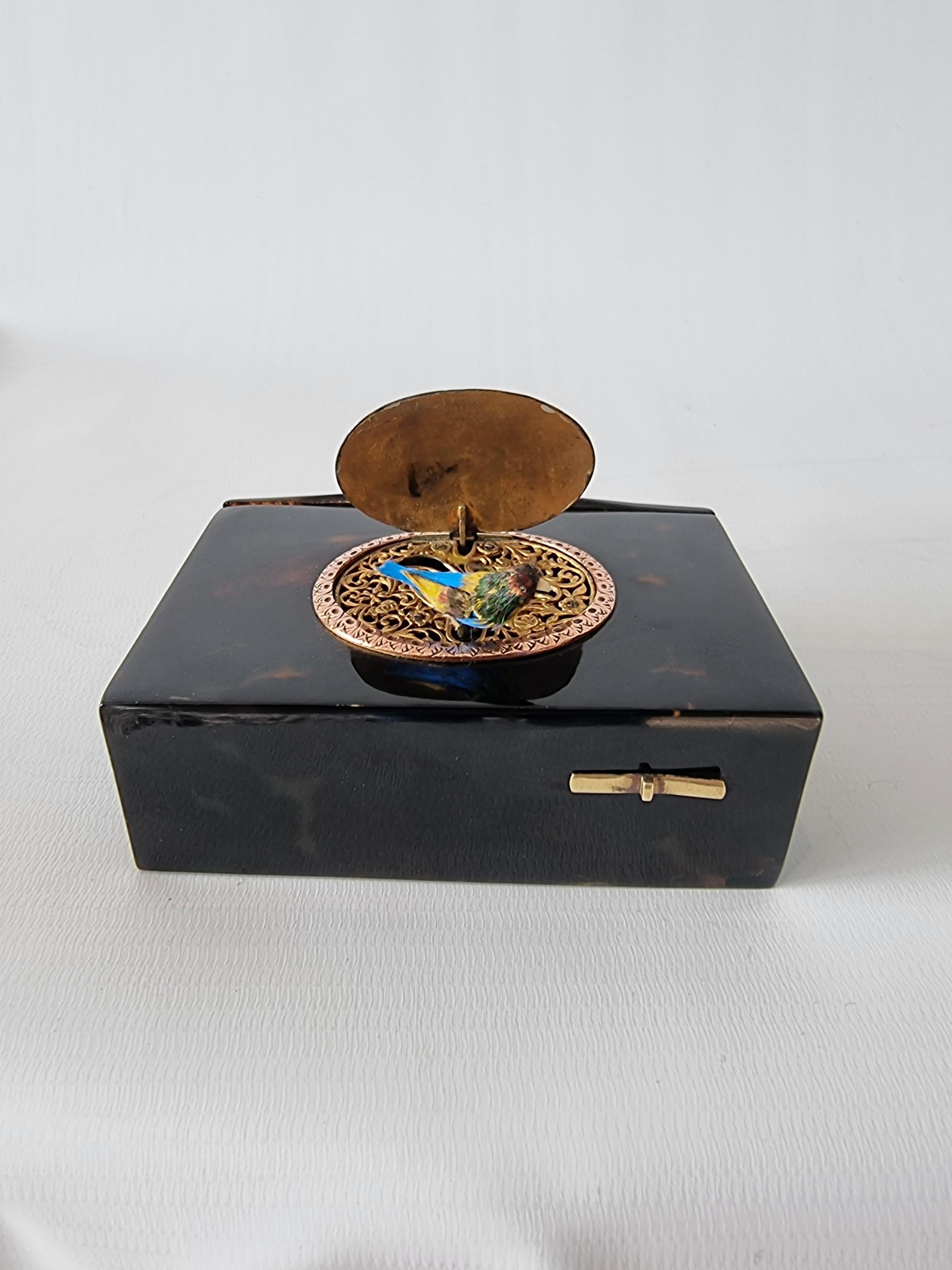 Tortoise Shell Antique Tortoiseshell Singing Bird Box, Most Probably by Bontems For Sale