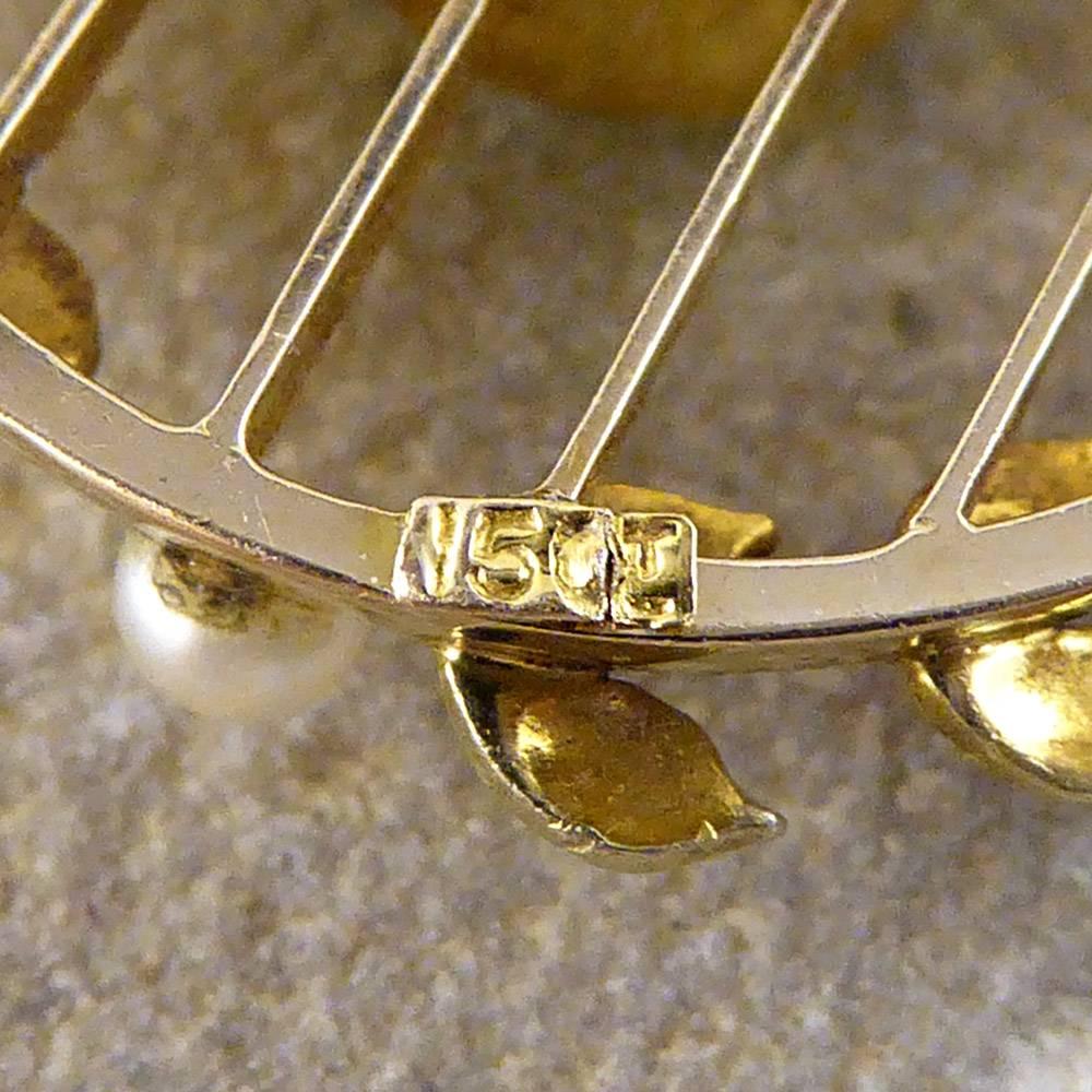 Antique Tourmaline Leaf Pendant Gold Brooch 3