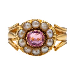 Antique Georgian Tourmaline & Natural Pearl Ring