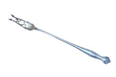 Antique Towle Sterling Silver Long Canterbury Olive Pickle Serving Fork 25g 9"