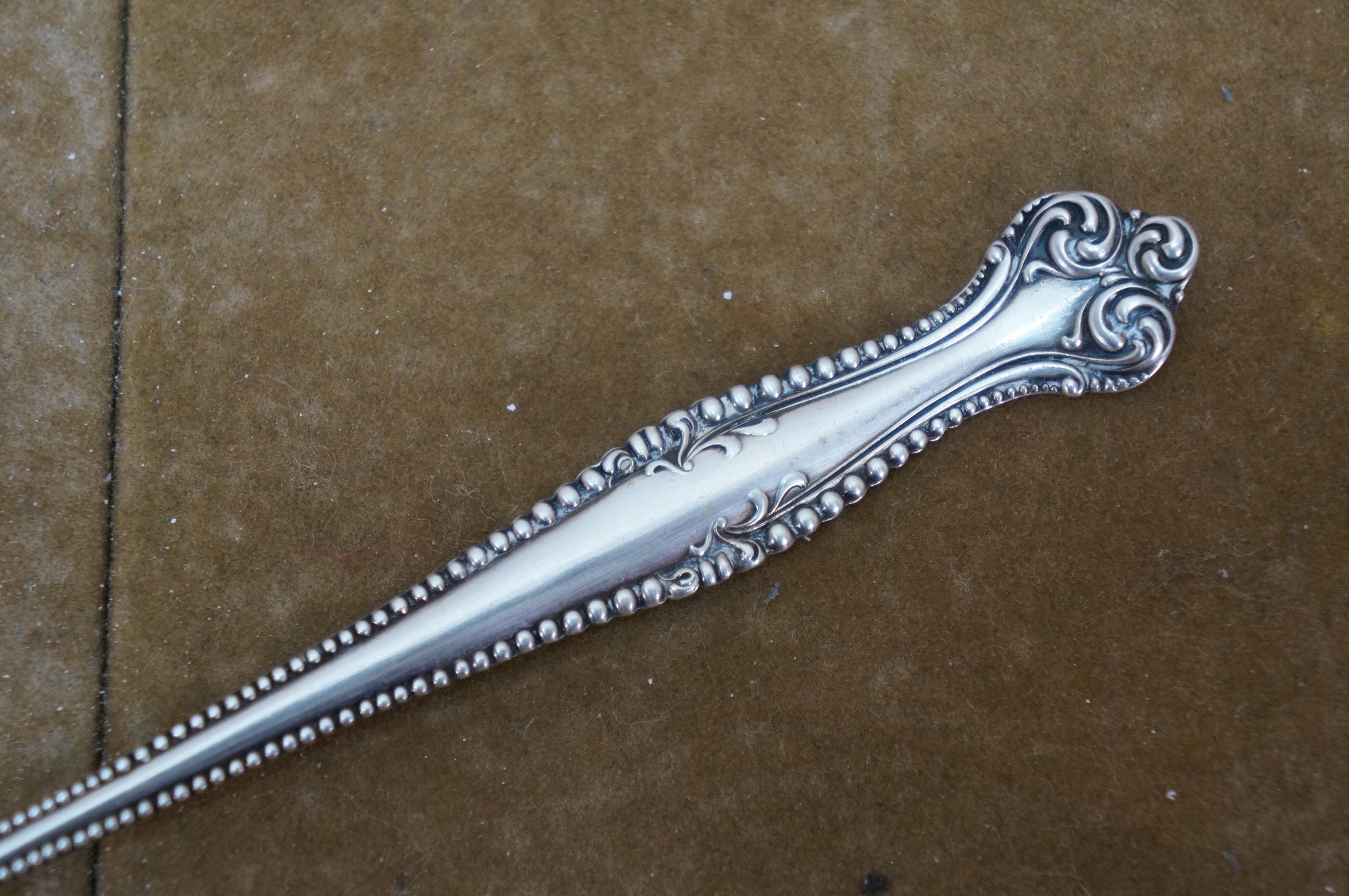 Antique Towle Sterling Silver Long Canterbury Olive Pickle Serving Fork 25g 9