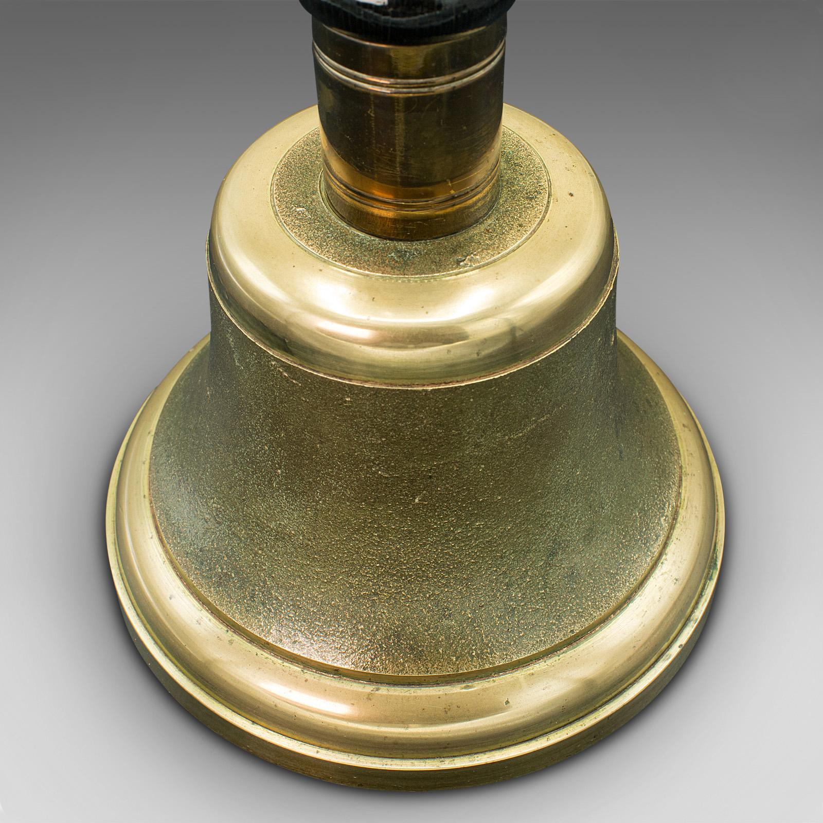Antique Town Clerk's Hand Bell, English, Brass, School Yard Ringer, Edwardian In Good Condition For Sale In Hele, Devon, GB