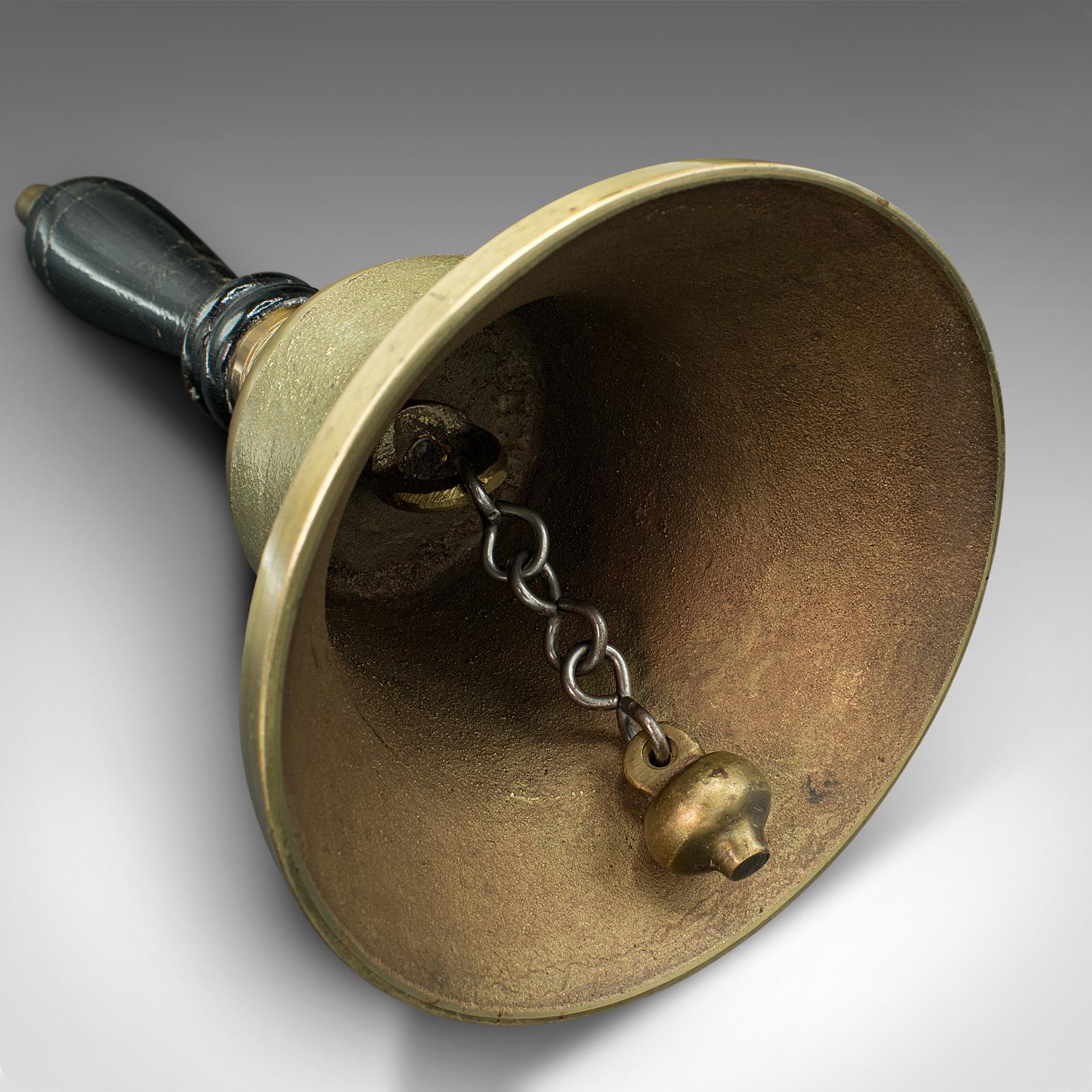 20th Century Antique Town Clerk's Hand Bell, English, Brass, School Yard Ringer, Edwardian
