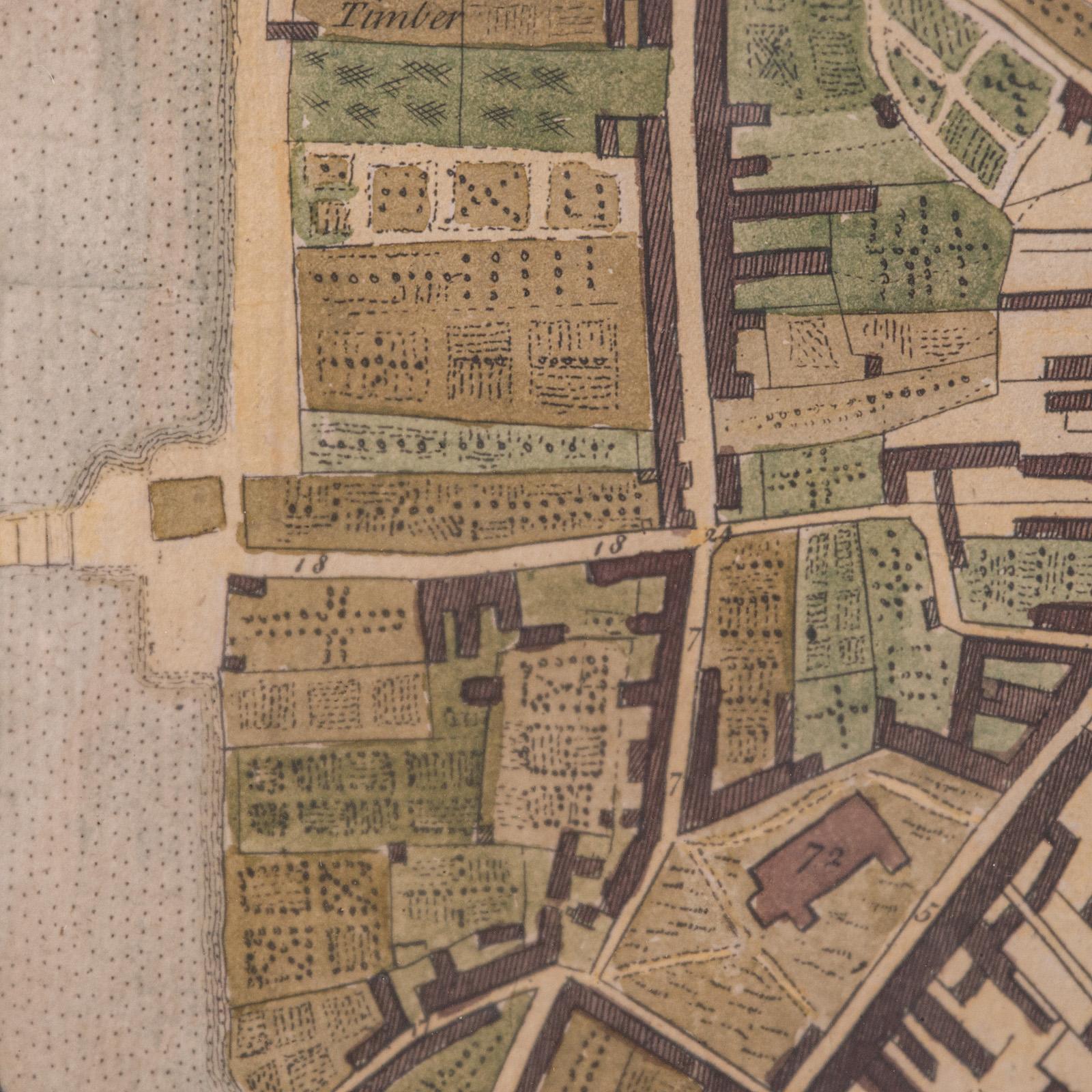 Antique Town Plan Map, Poole, English, Framed Cartography, Georgian, Circa 1780 For Sale 3