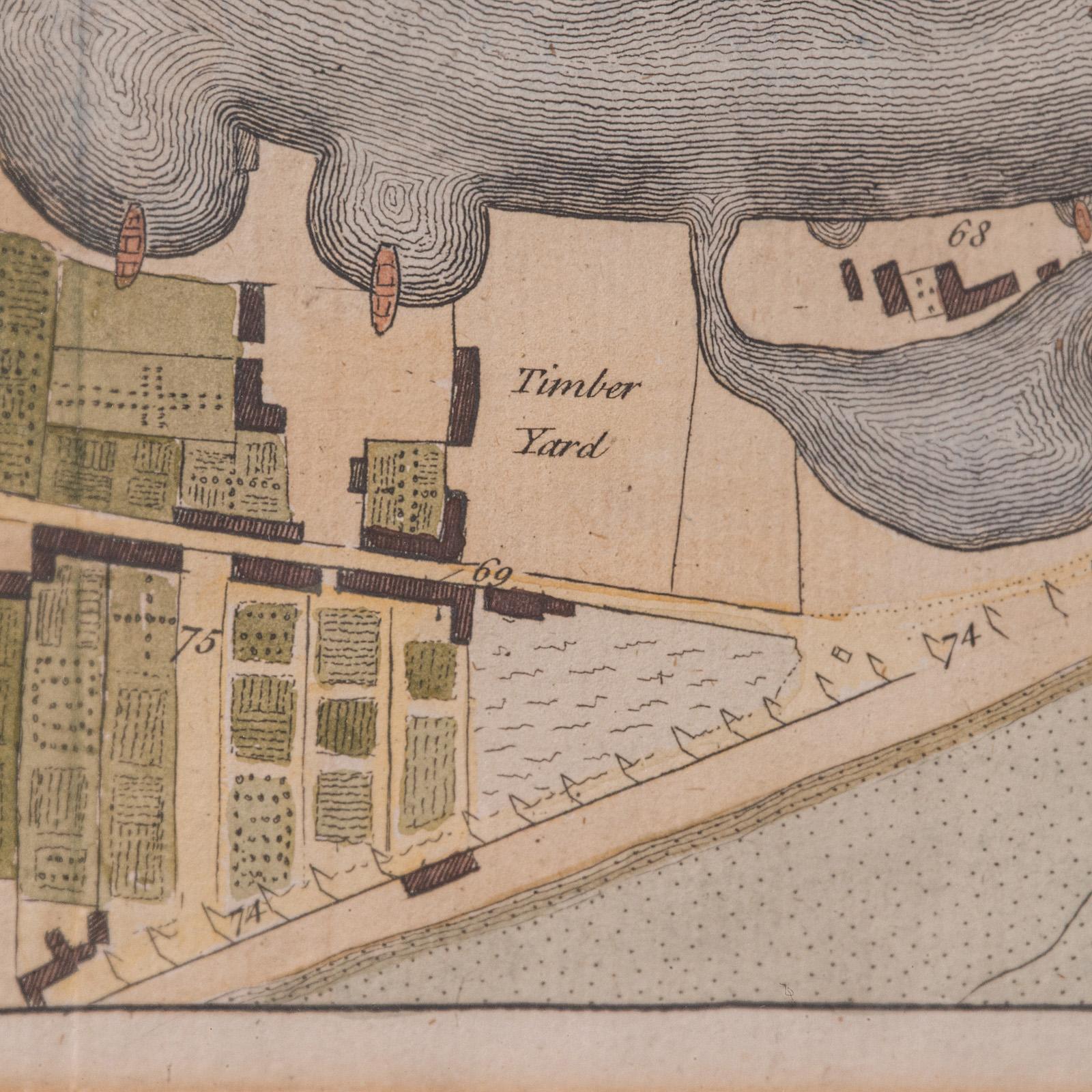 Antique Town Plan Map, Poole, English, Framed Cartography, Georgian, Circa 1780 For Sale 5