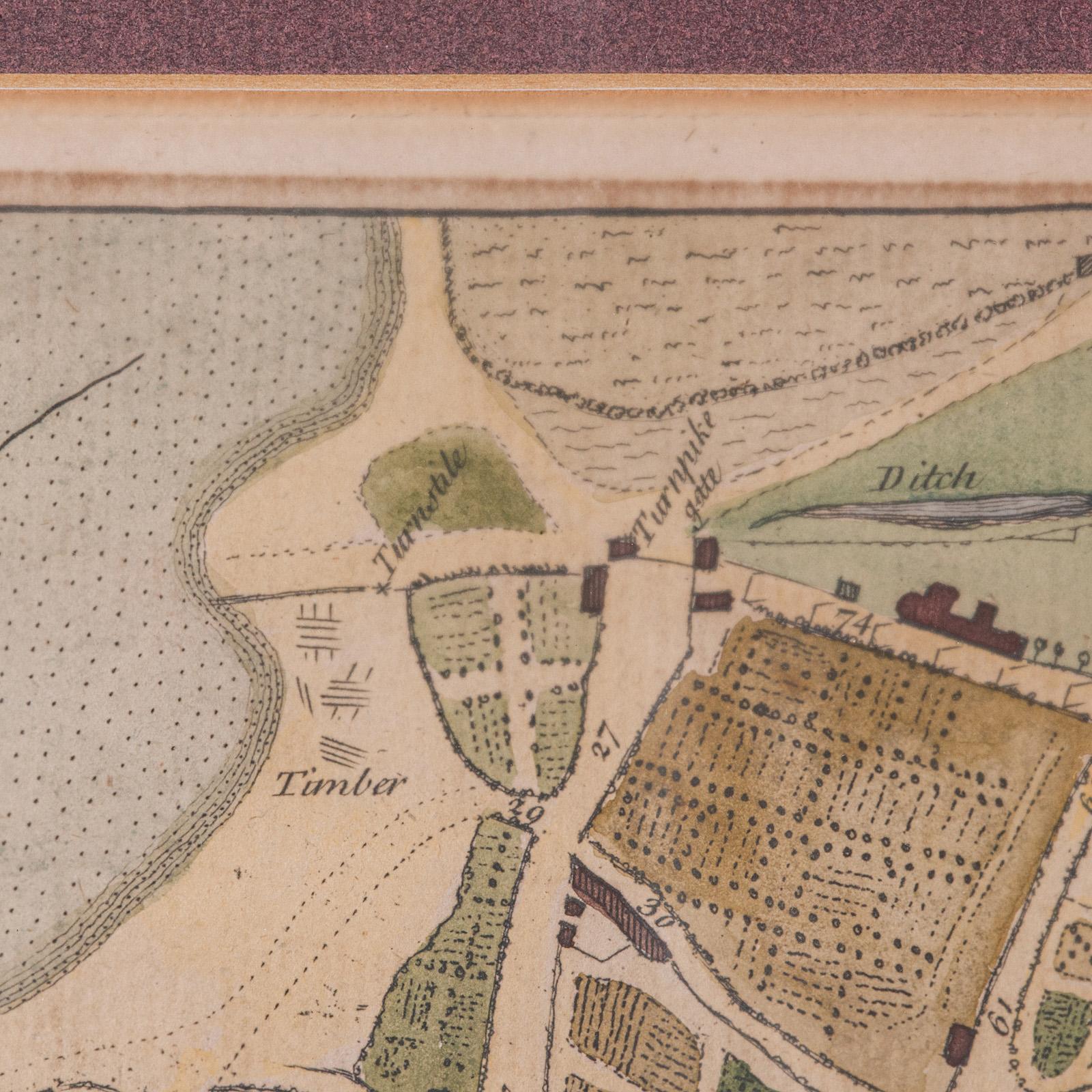 Antique Town Plan Map, Poole, English, Framed Cartography, Georgian, Circa 1780 For Sale 1