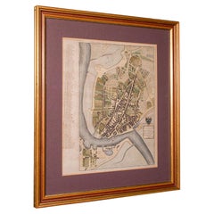 Antique Town Plan Map, Poole, English, Framed Cartography, Georgian, Circa 1780