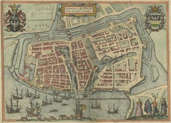 Antique Town Plan of Emden ‘Germany’ by Braun & Hogenberg, 1597
