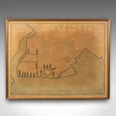 Antique Town Plan, Portsmouth Dockyard, English, Framed Cartography, Victorian