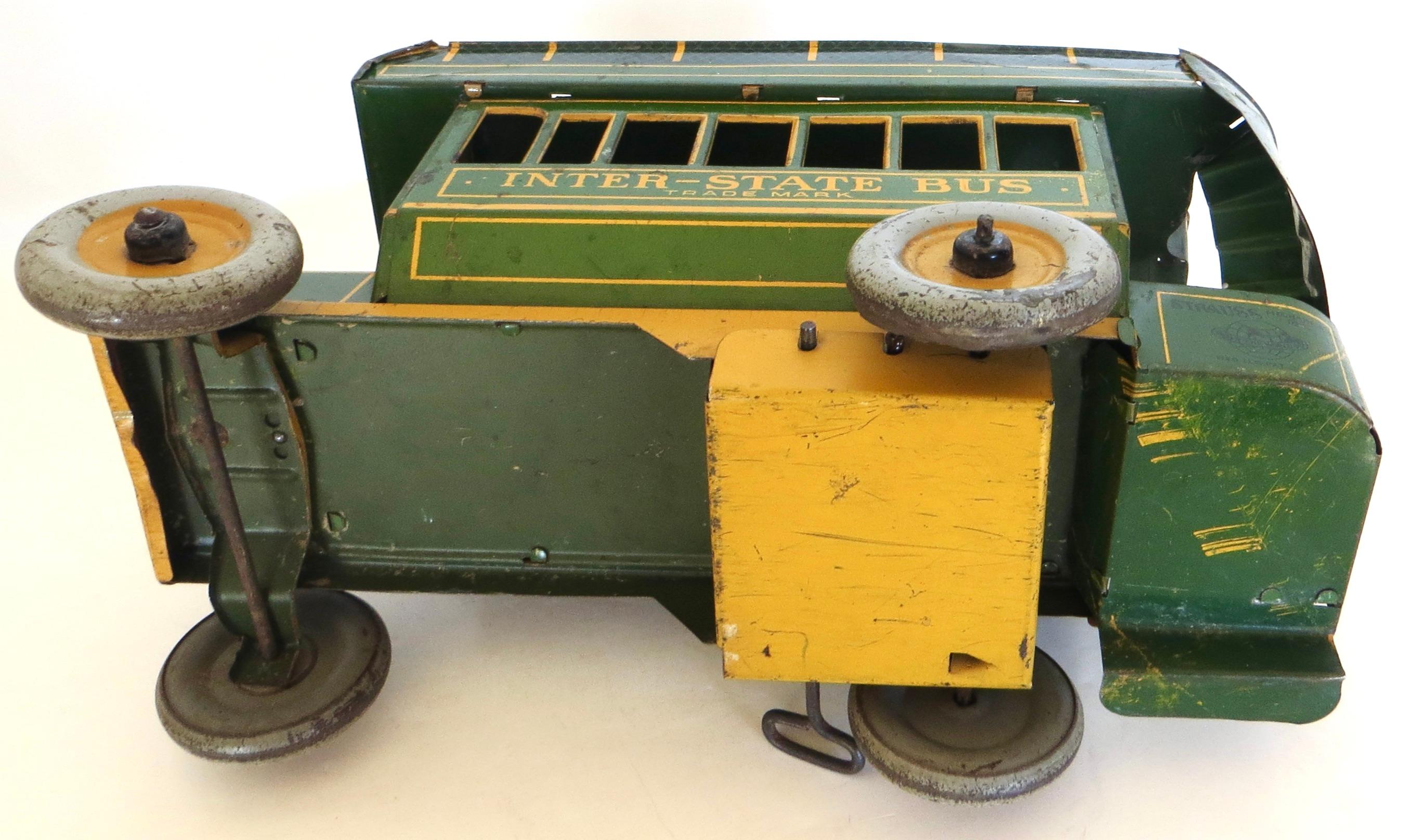 Antique Toy Wind-Up Double Decker Bus by Ferdinand Strauss Toy Co. Circa 1925 In Good Condition For Sale In Incline Village, NV