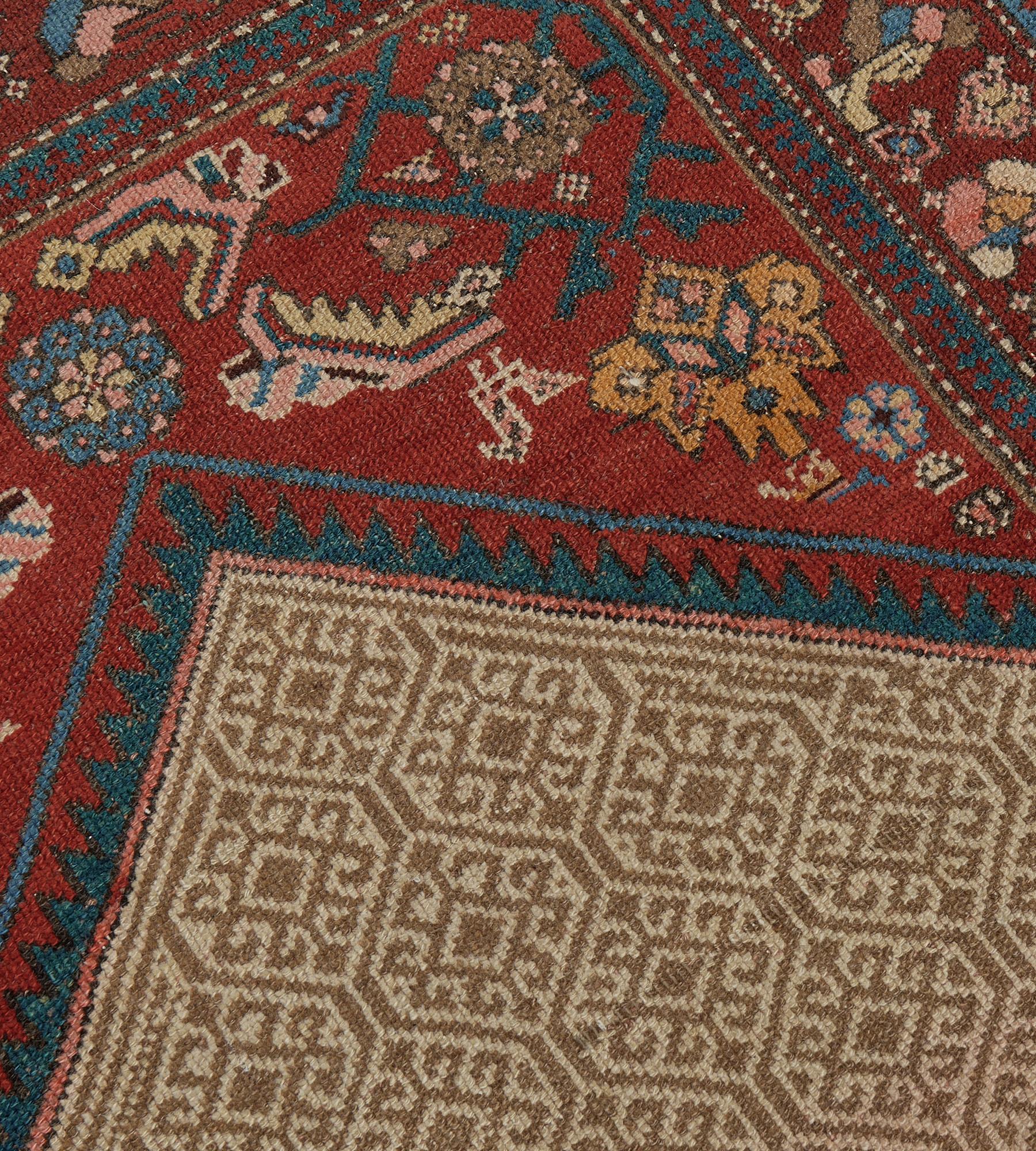 Hand-Knotted Antique Traditional Camel-Brown Wool Persian Serab Runner  For Sale