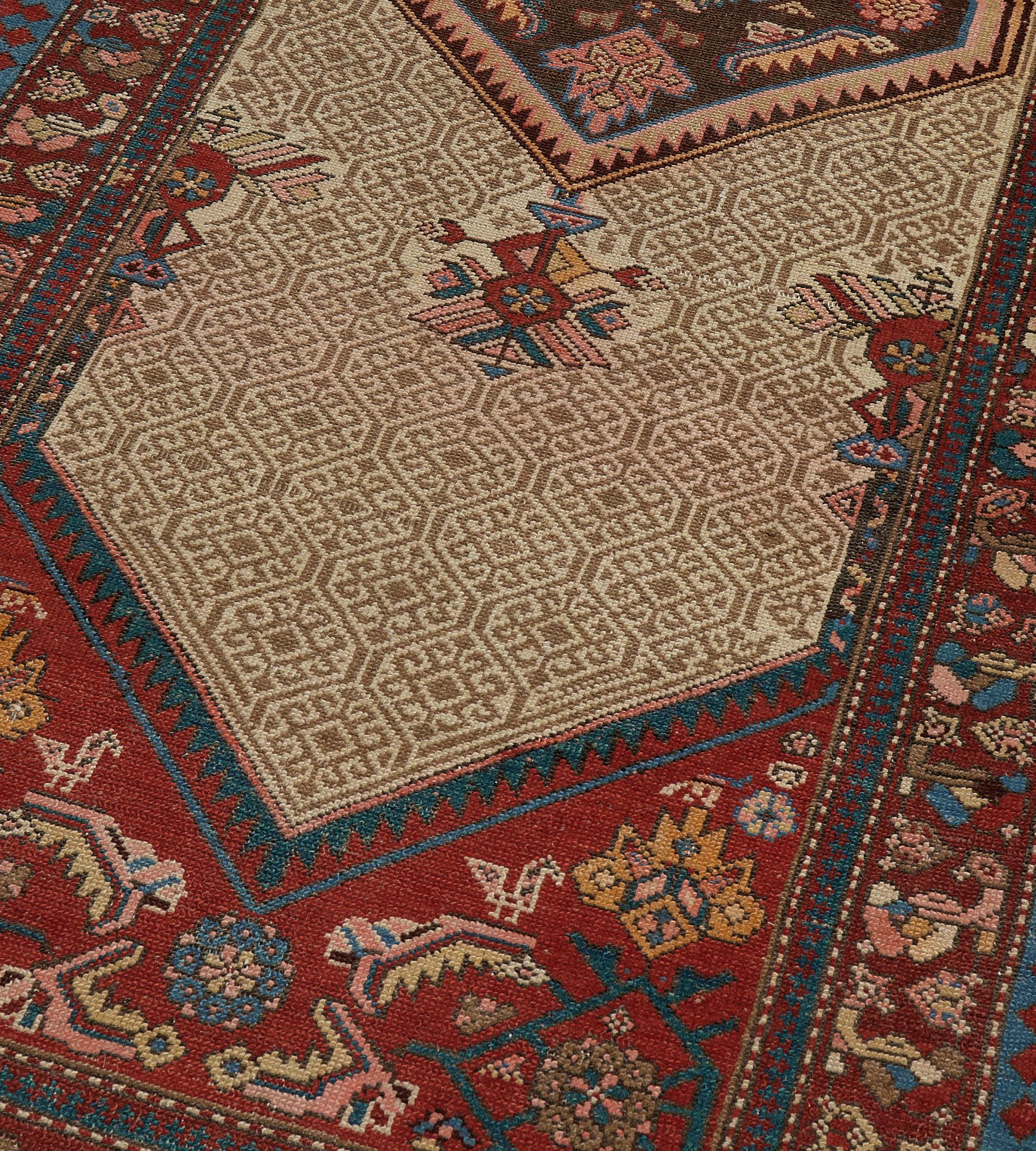 Antique Traditional Camel-Brown Wool Persian Serab Runner  In Good Condition For Sale In West Hollywood, CA