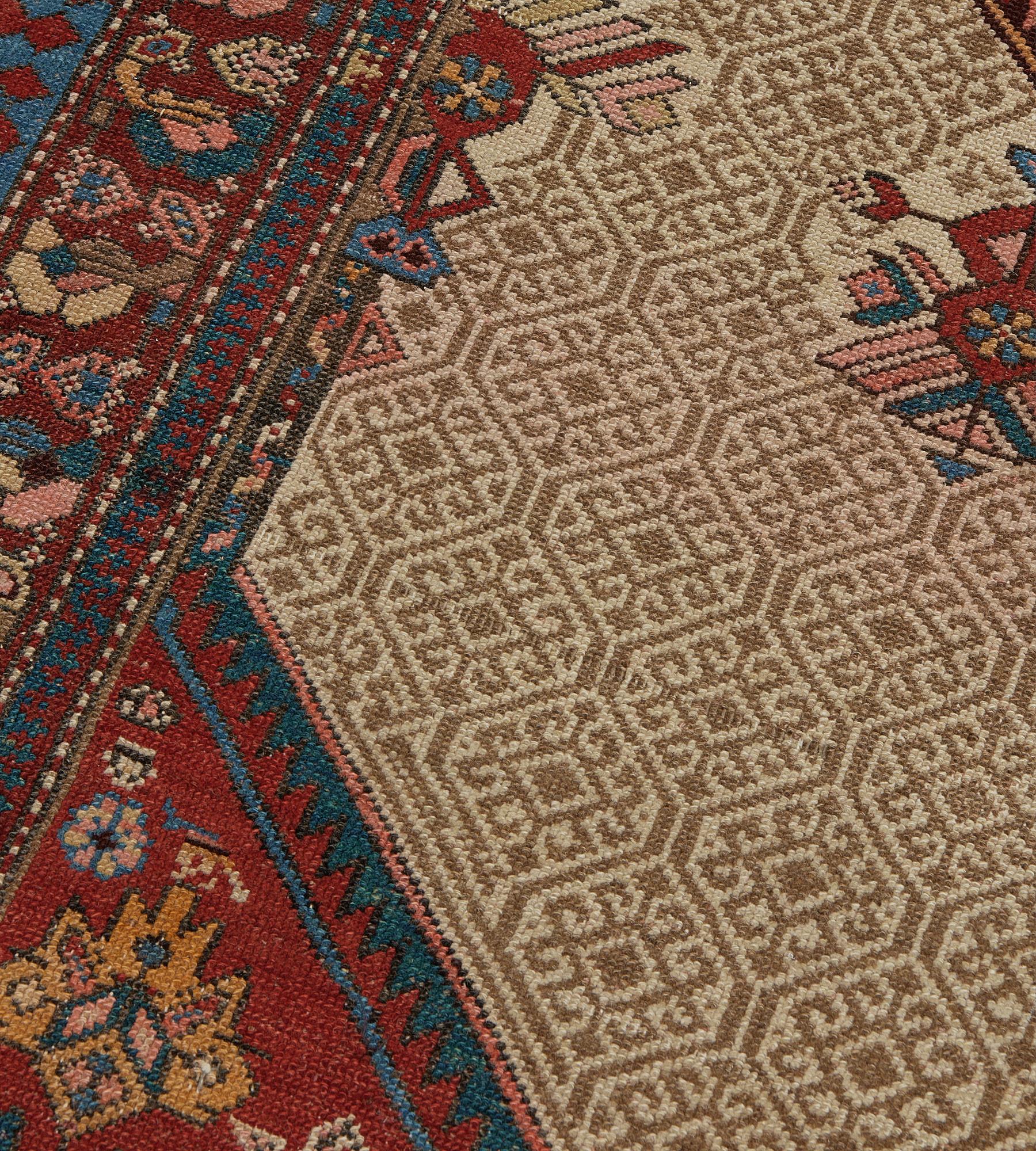 19th Century Antique Traditional Camel-Brown Wool Persian Serab Runner  For Sale