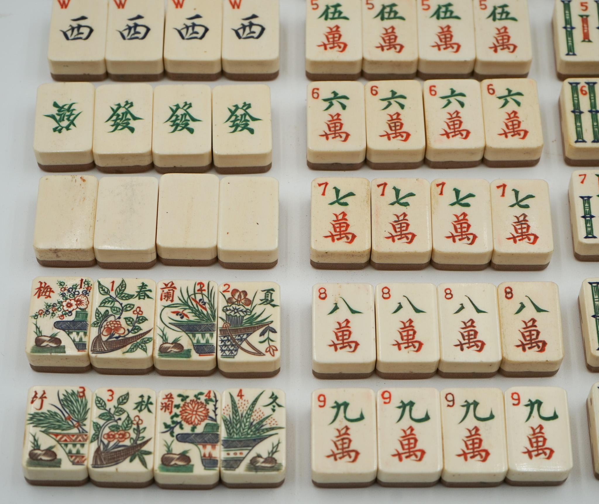 ANTIGUO JUEGO DE MAHJONG TRADICIONAL CHINO CON 144 TiLES en venta 3