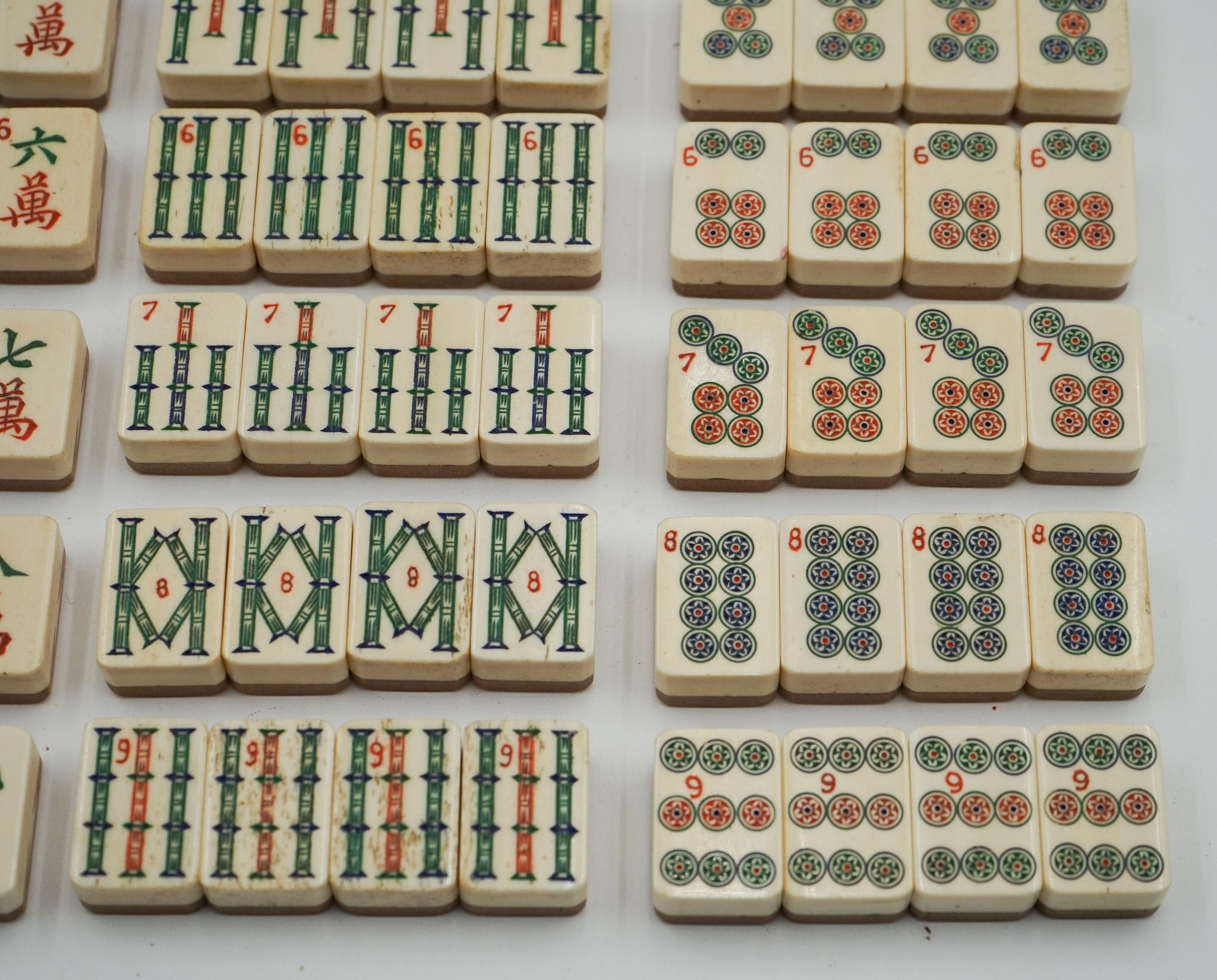 ANTIGUO JUEGO DE MAHJONG TRADICIONAL CHINO CON 144 TiLES en venta 5