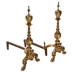 Antique Traditional European Andirons, a Pair