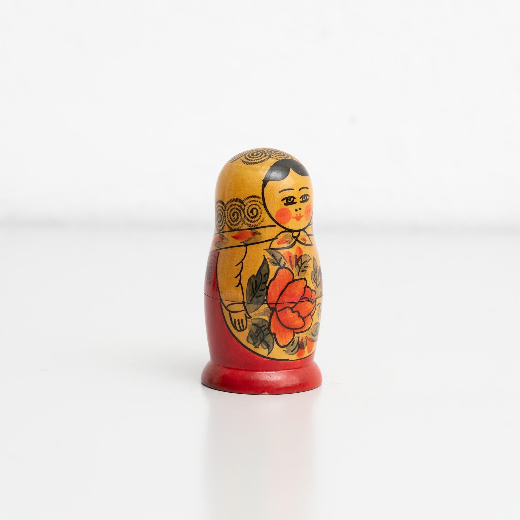 Antique Traditional Hand-Painted Wooden Russian Doll, circa 1960 2