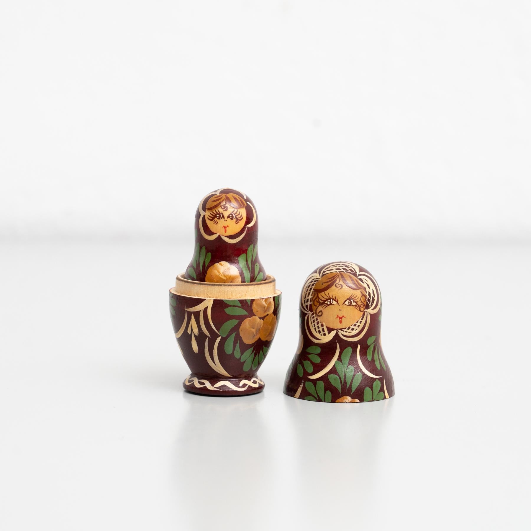 Antique Traditional Hand-Painted Wooden Russian Doll, circa 1960 2