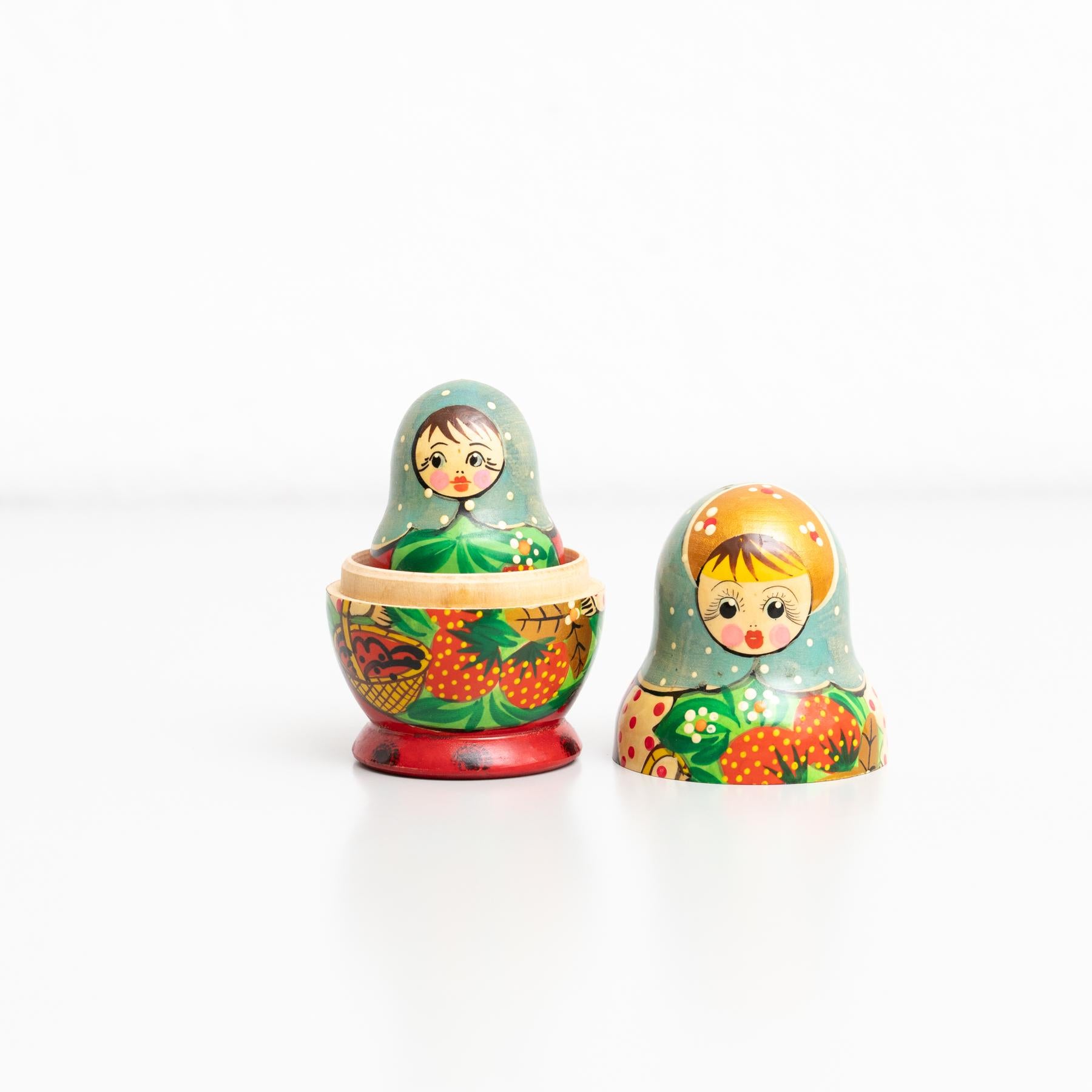 Antique Traditional Hand-Painted Wooden Russian Doll, circa 1960 For Sale 4