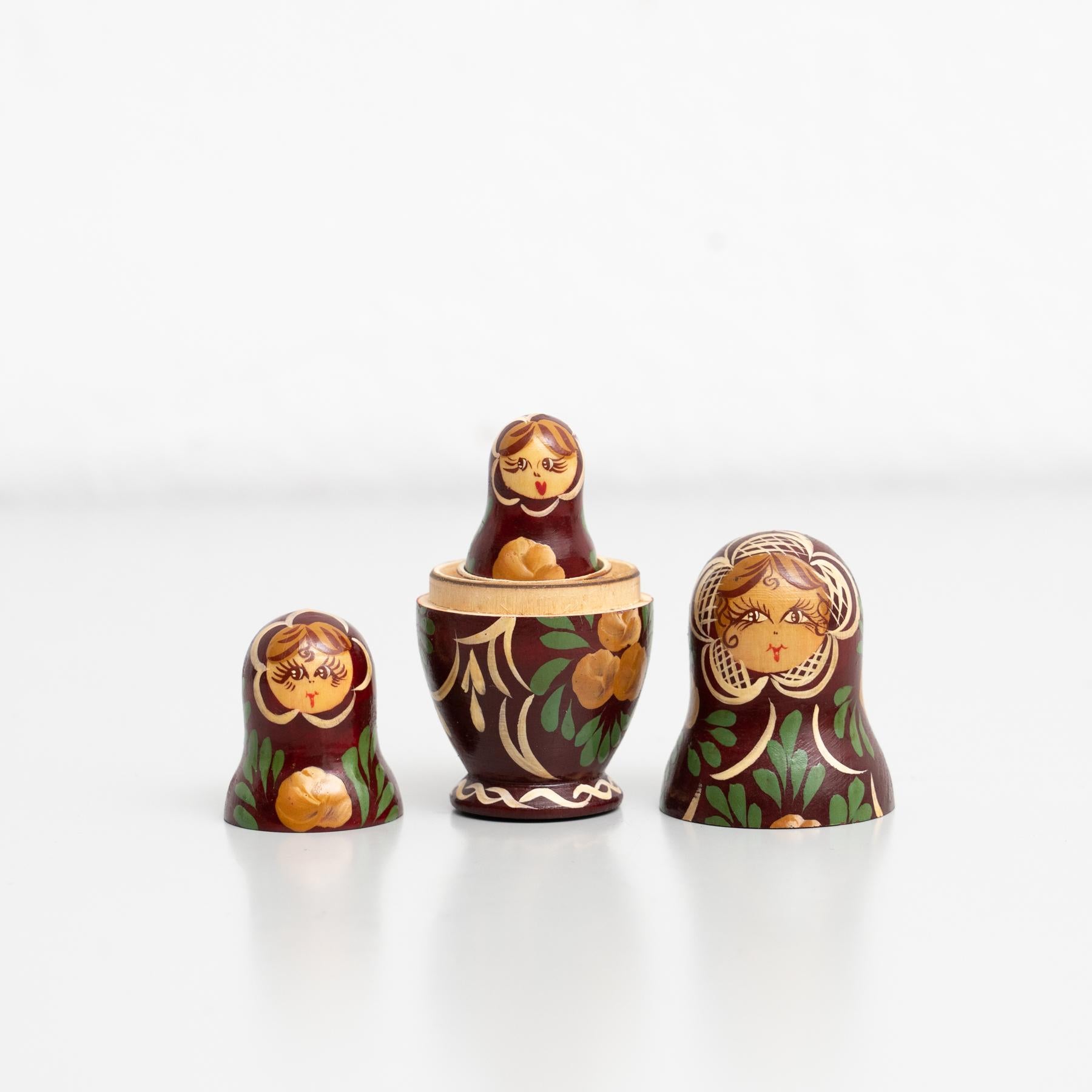 Antique Traditional Hand-Painted Wooden Russian Doll, circa 1960 3