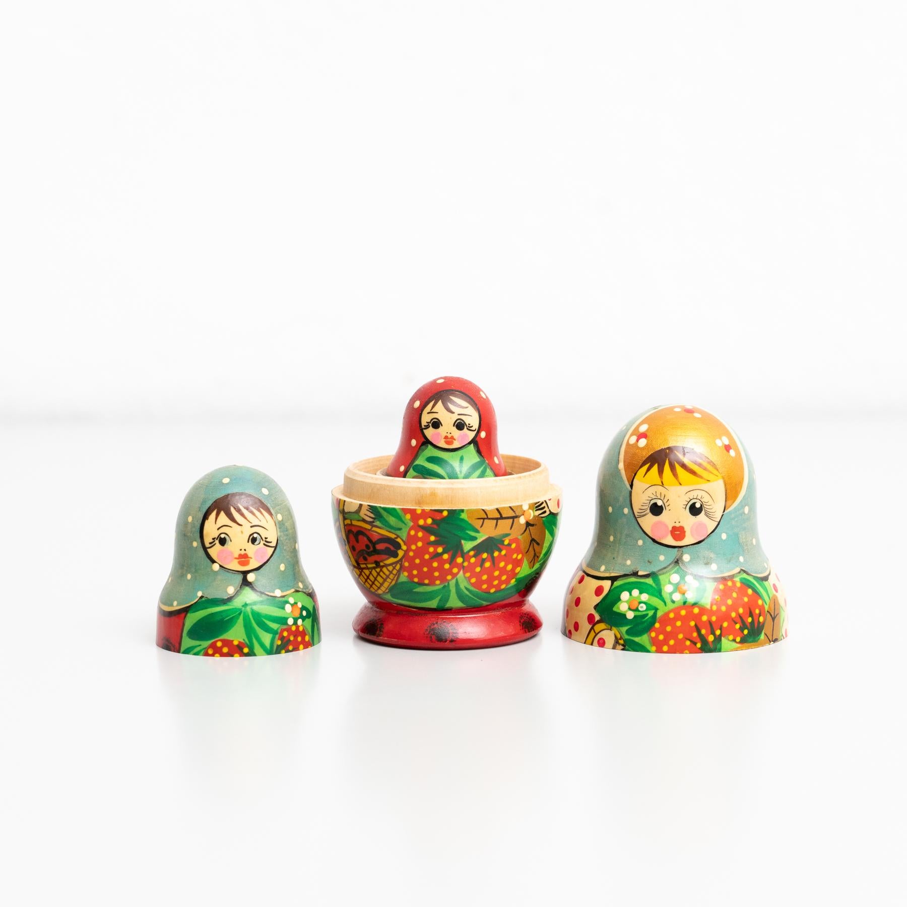 Antique Traditional Hand-Painted Wooden Russian Doll, circa 1960 For Sale 3