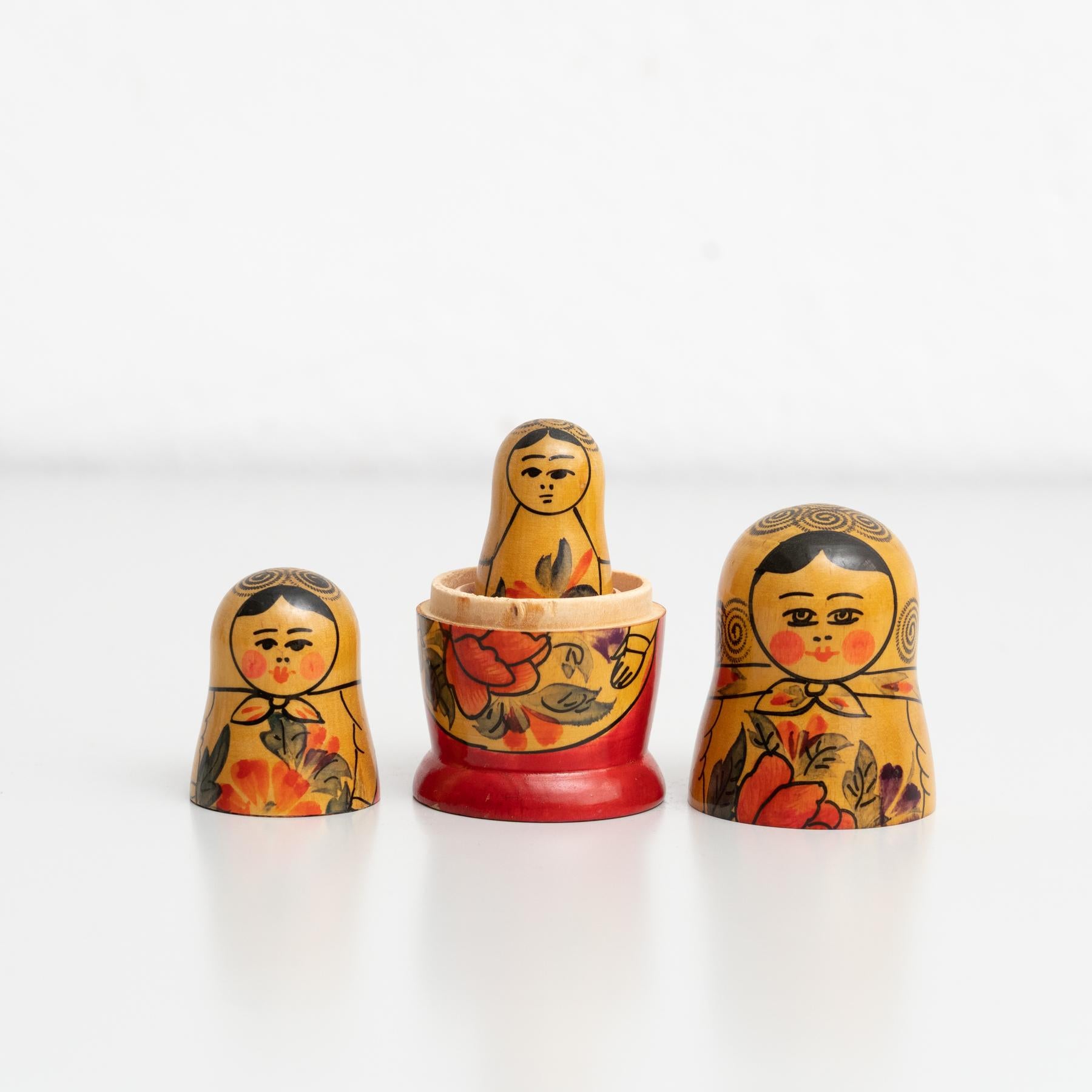 Antique Traditional Hand-Painted Wooden Russian Doll, circa 1960 4
