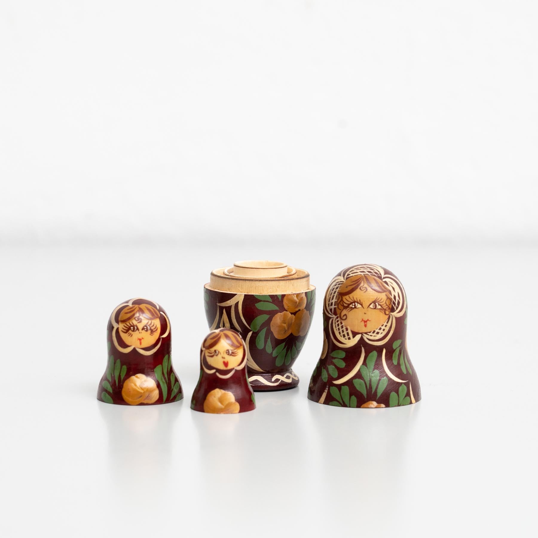 Antique Traditional Hand-Painted Wooden Russian Doll, circa 1960 4