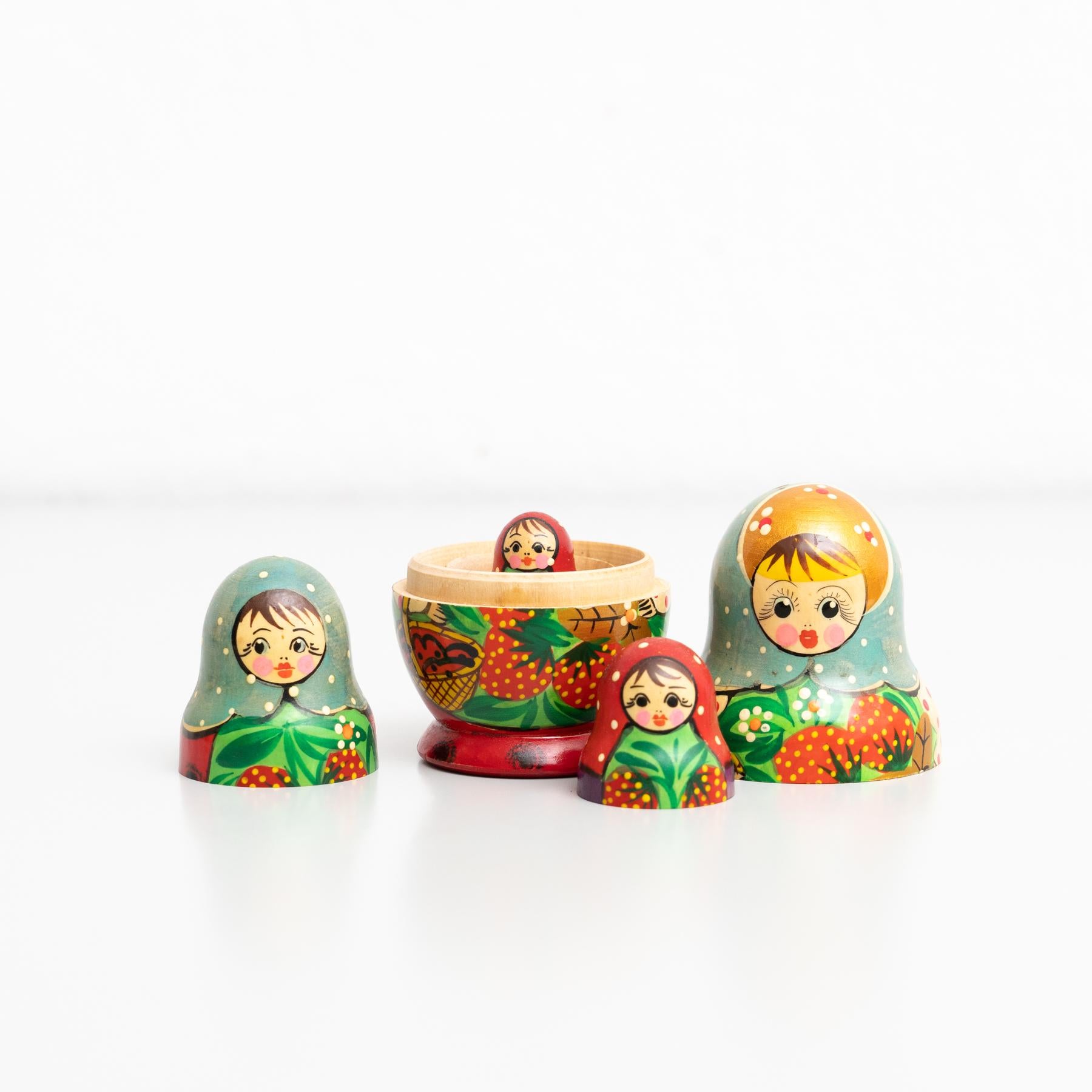Antique Traditional Hand-Painted Wooden Russian Doll, circa 1960 For Sale 4