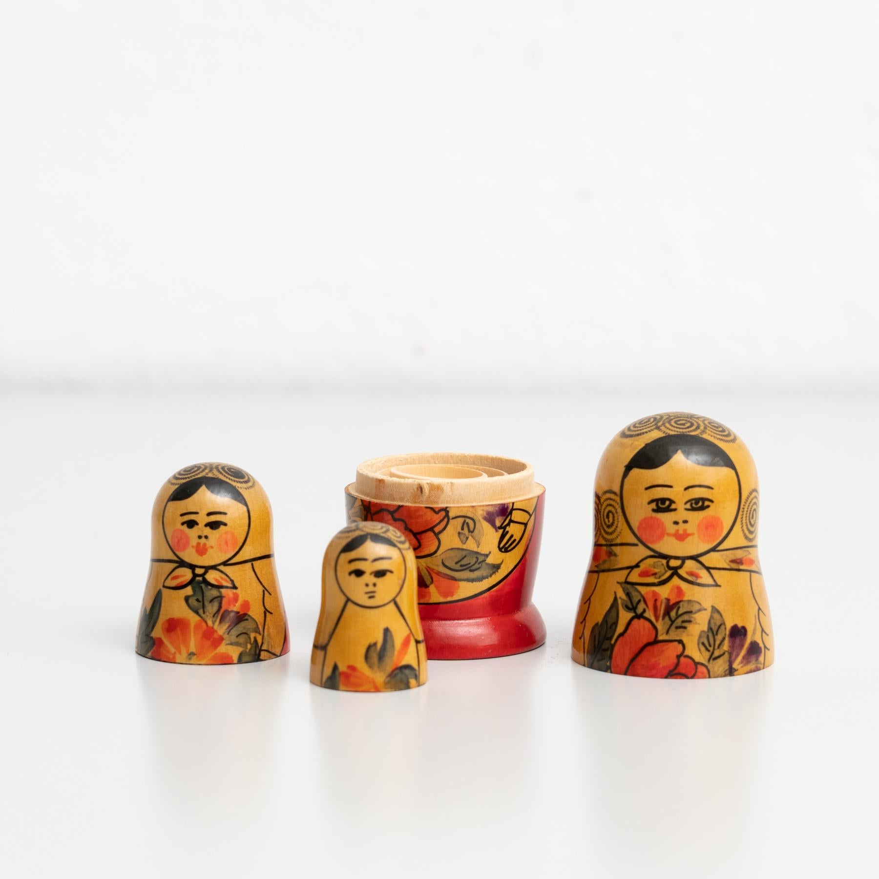 Antique Traditional Hand-Painted Wooden Russian Doll, circa 1960 5