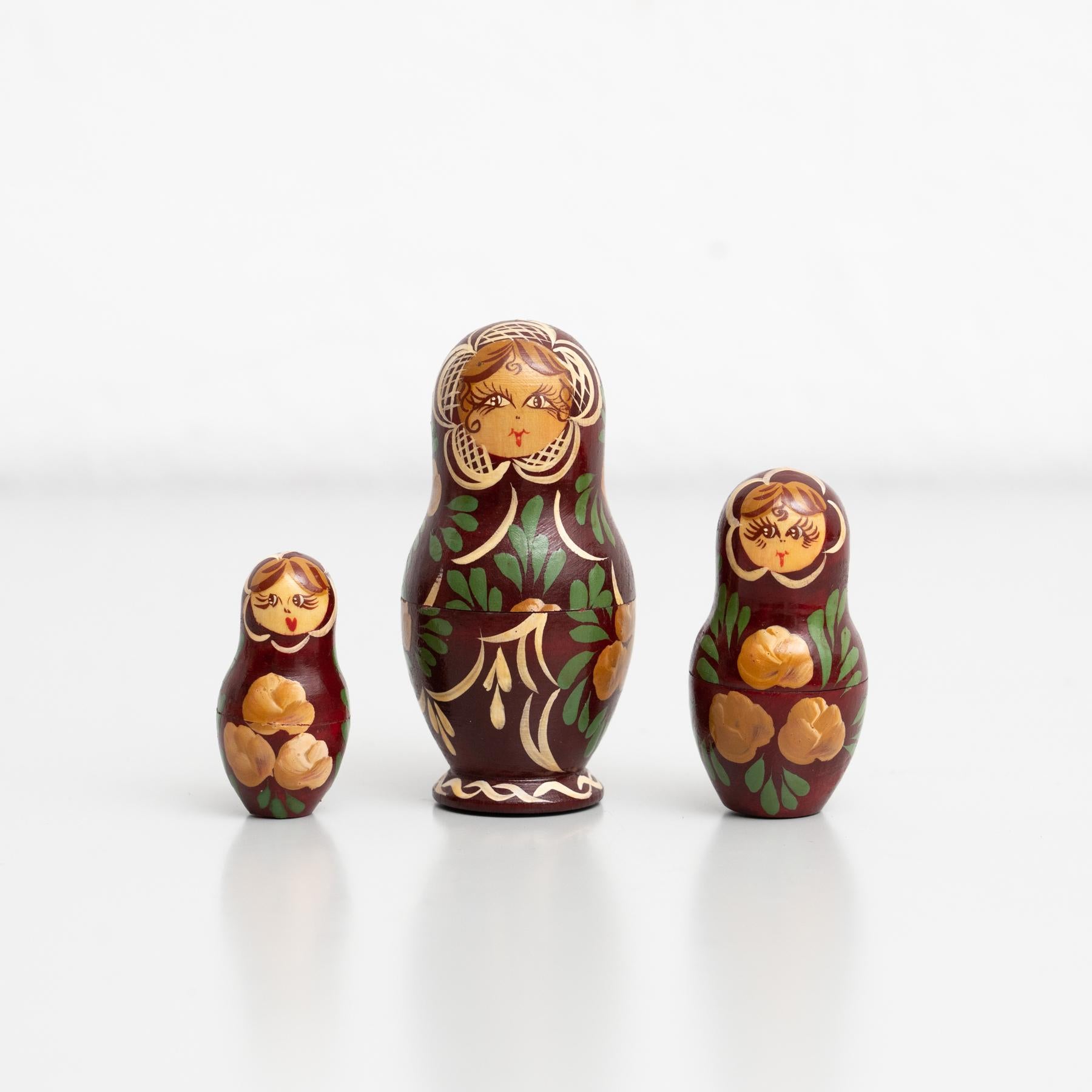 Antique Traditional Hand-Painted Wooden Russian Doll, circa 1960 5