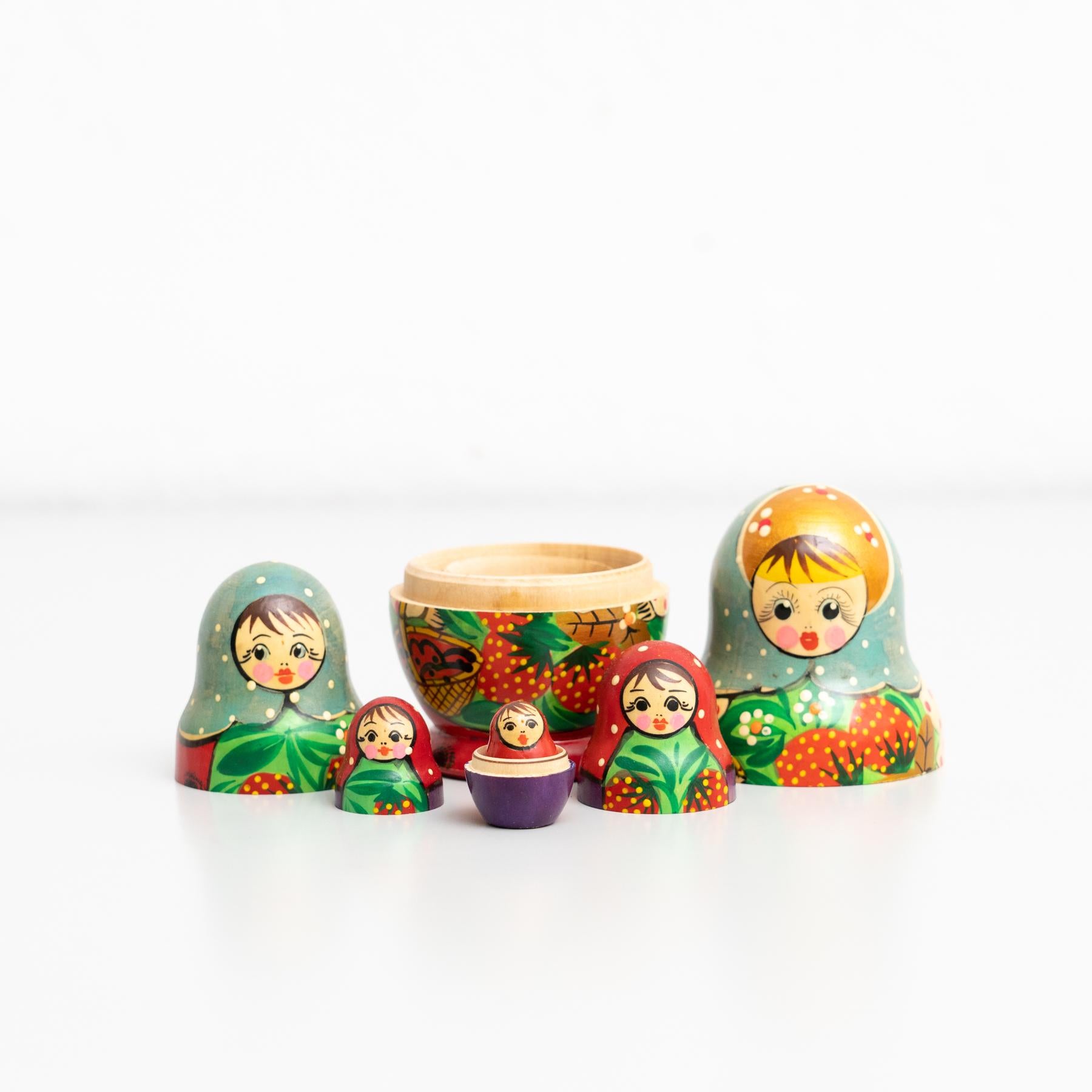 Antique Traditional Hand-Painted Wooden Russian Doll, circa 1960 For Sale 7