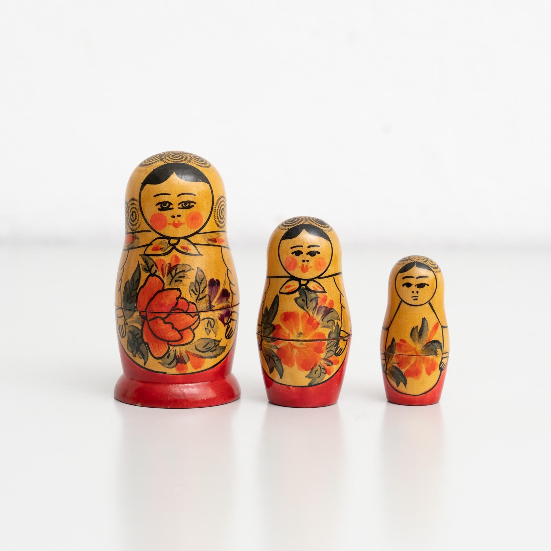 Antique Traditional Hand-Painted Wooden Russian Doll, circa 1960 6