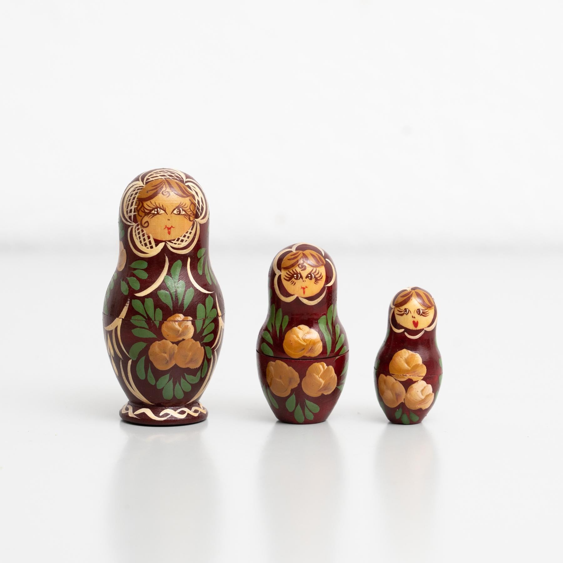 Antique Traditional Hand-Painted Wooden Russian Doll, circa 1960 6
