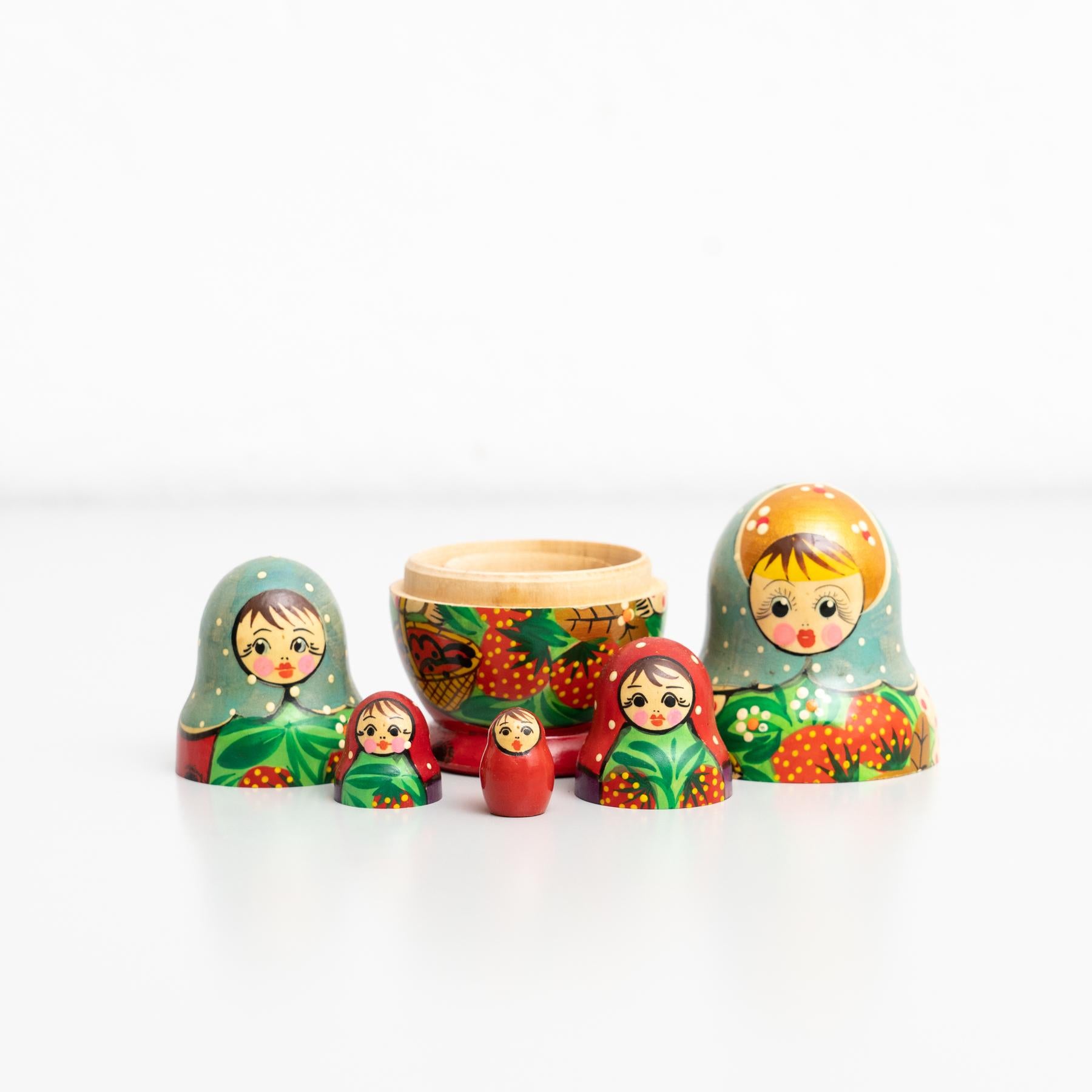 Antique Traditional Hand-Painted Wooden Russian Doll, circa 1960 For Sale 8