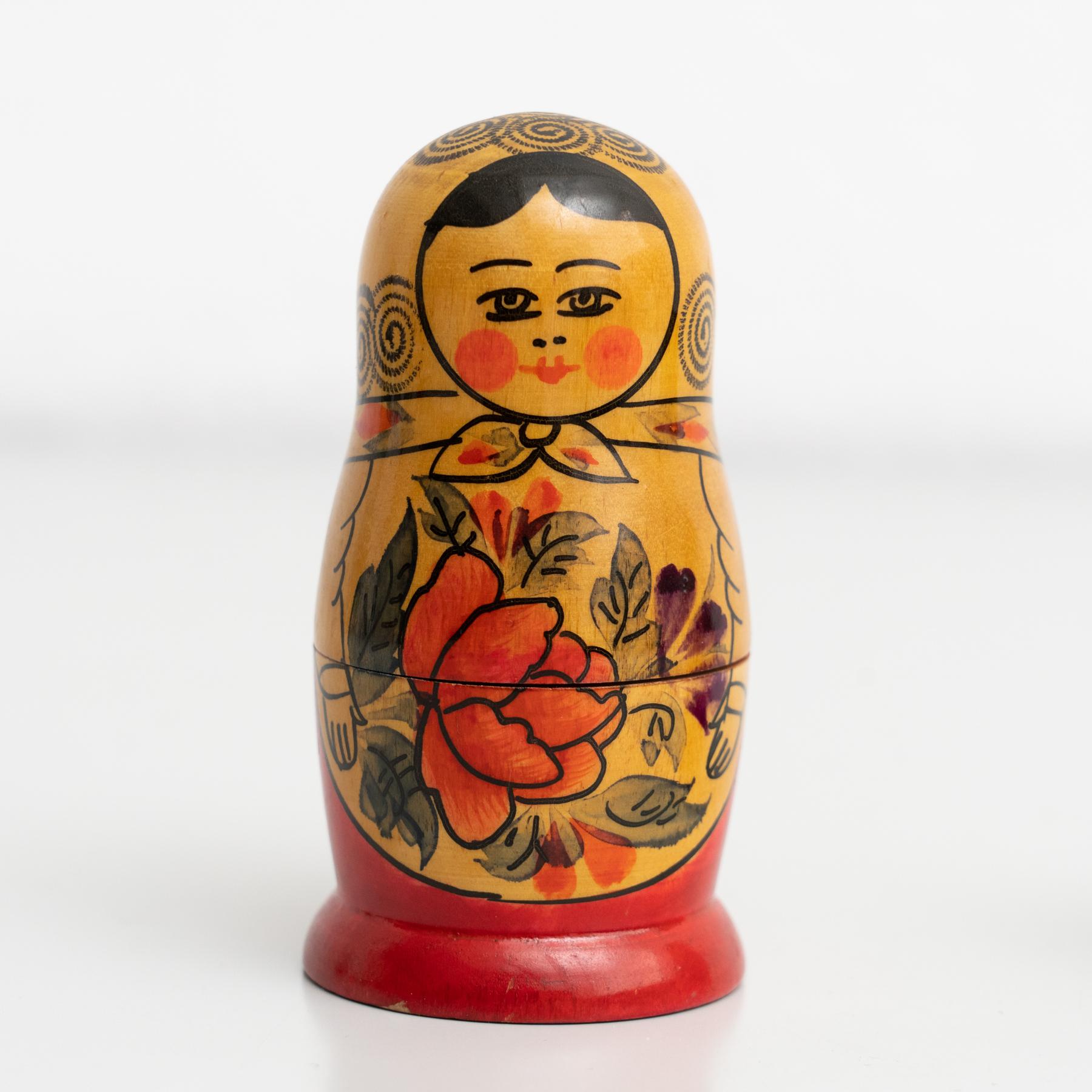 Antique Traditional Hand-Painted Wooden Russian Doll, circa 1960 7