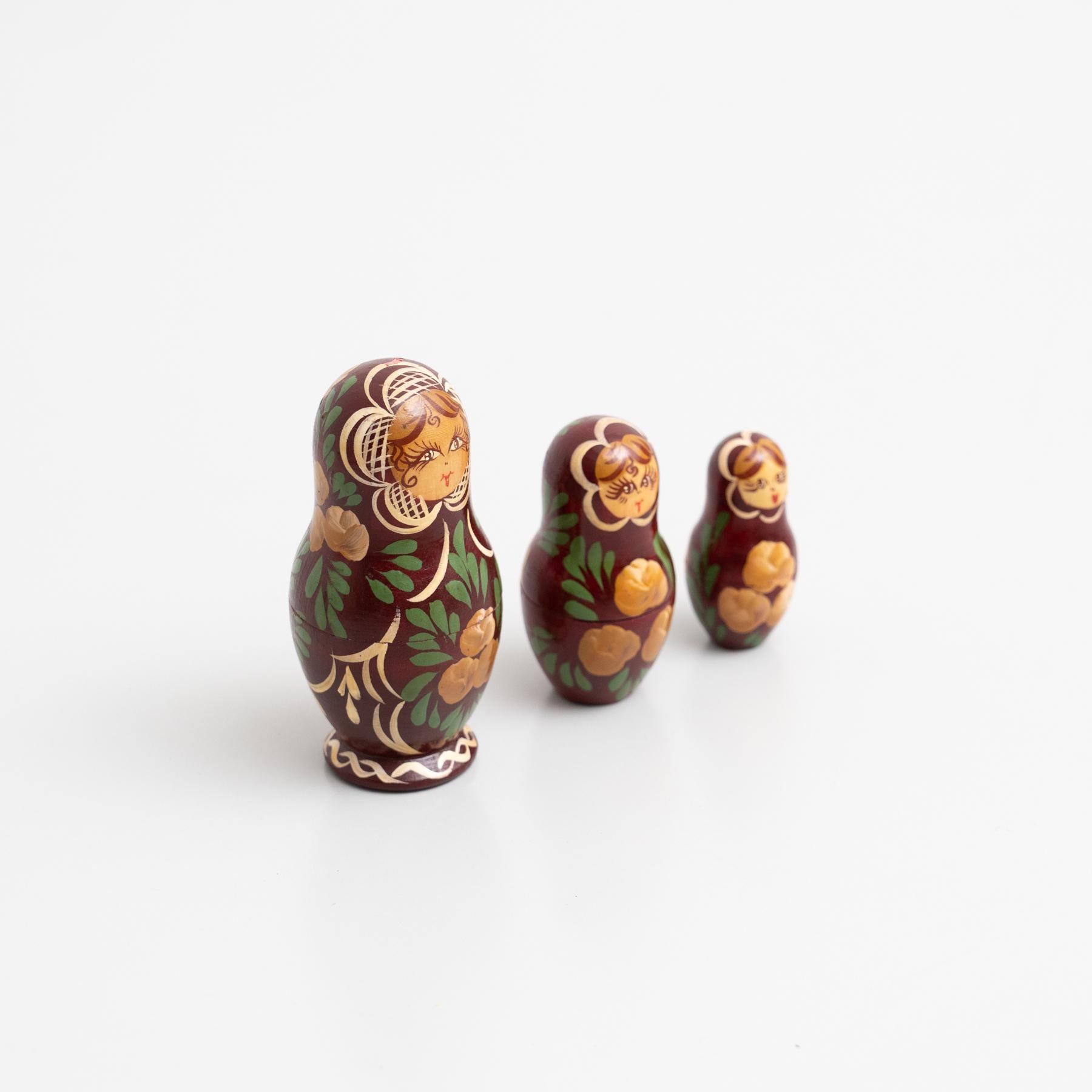 Antique Traditional Hand-Painted Wooden Russian Doll, circa 1960 7