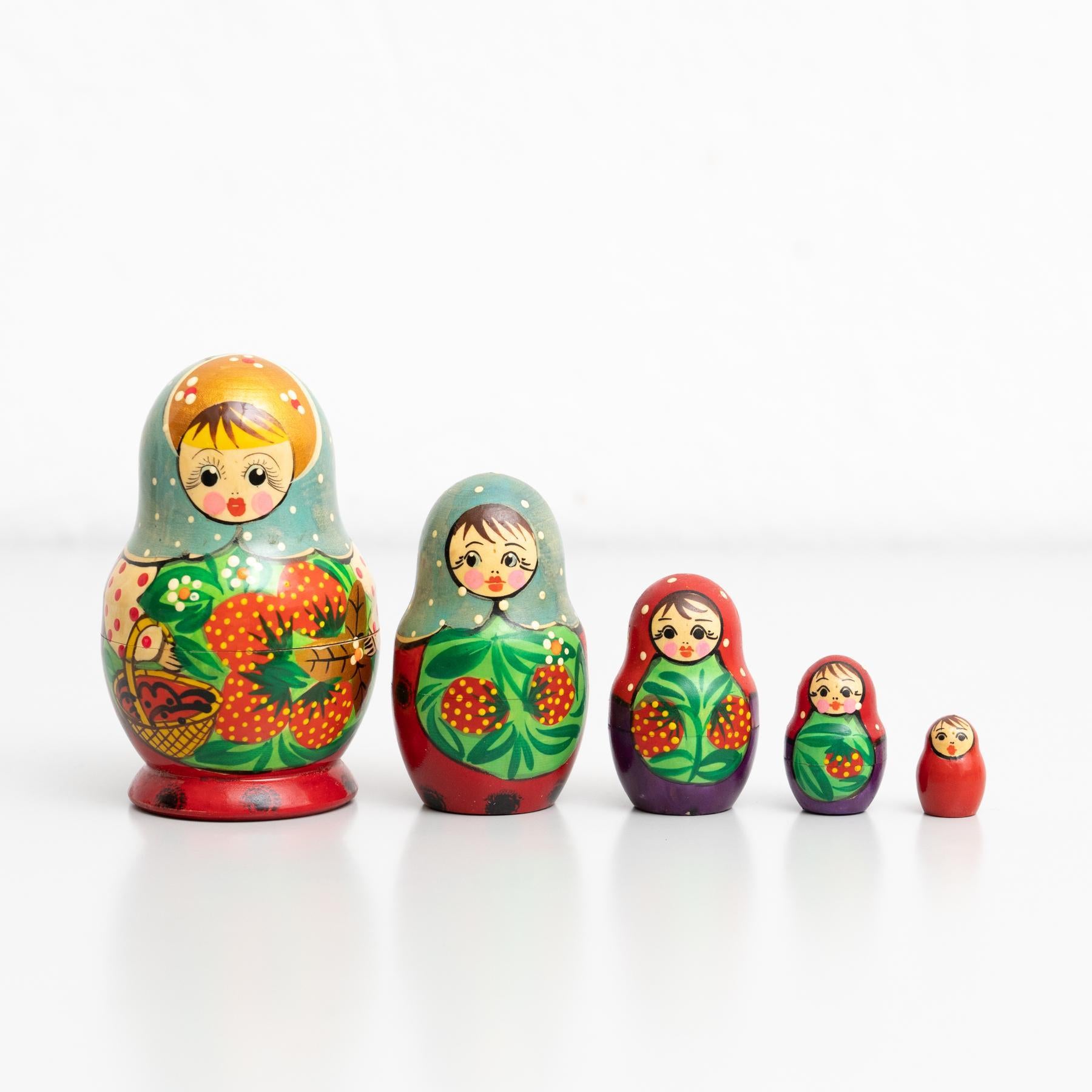 Antique Traditional Hand-Painted Wooden Russian Doll, circa 1960 11