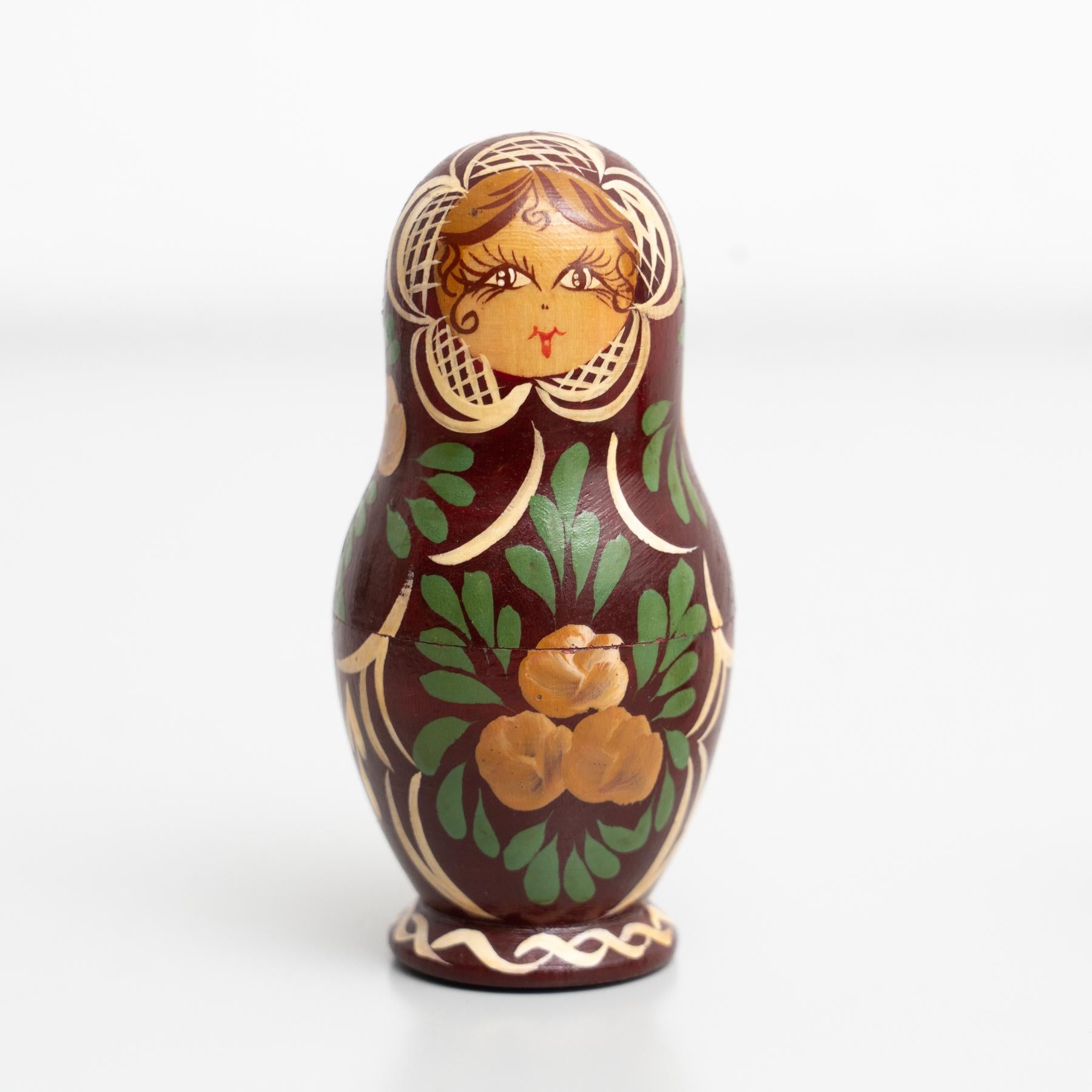 Antique Traditional Hand-Painted Wooden Russian Doll, circa 1960 8