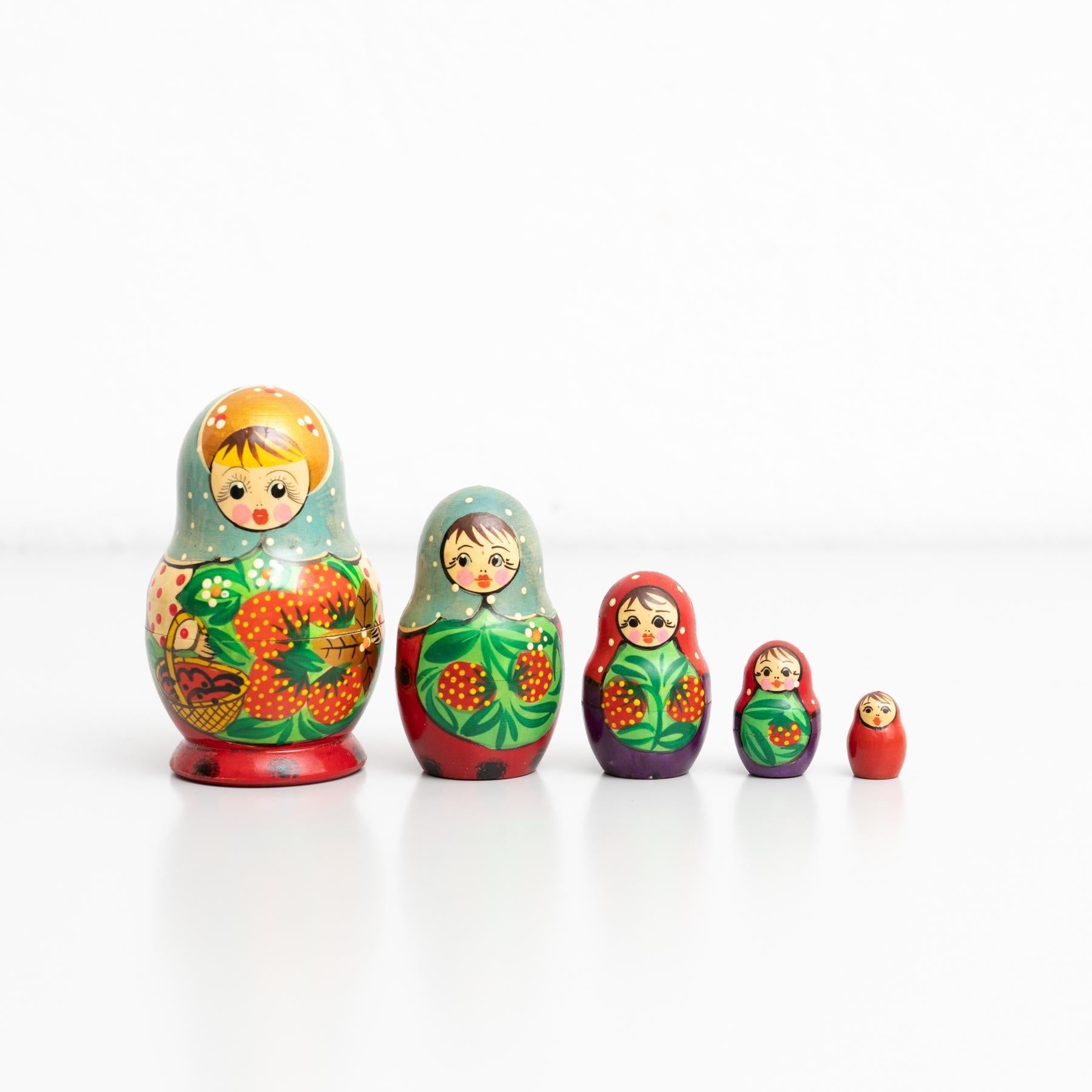 Antique Traditional Hand-Painted Wooden Russian Doll, circa 1960 12