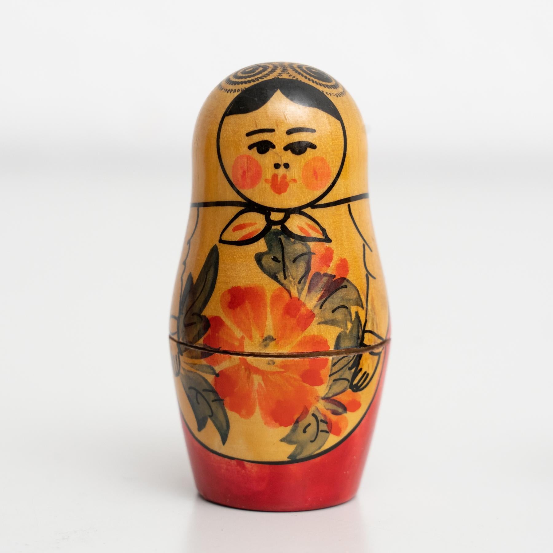 Antique Traditional Hand-Painted Wooden Russian Doll, circa 1960 9