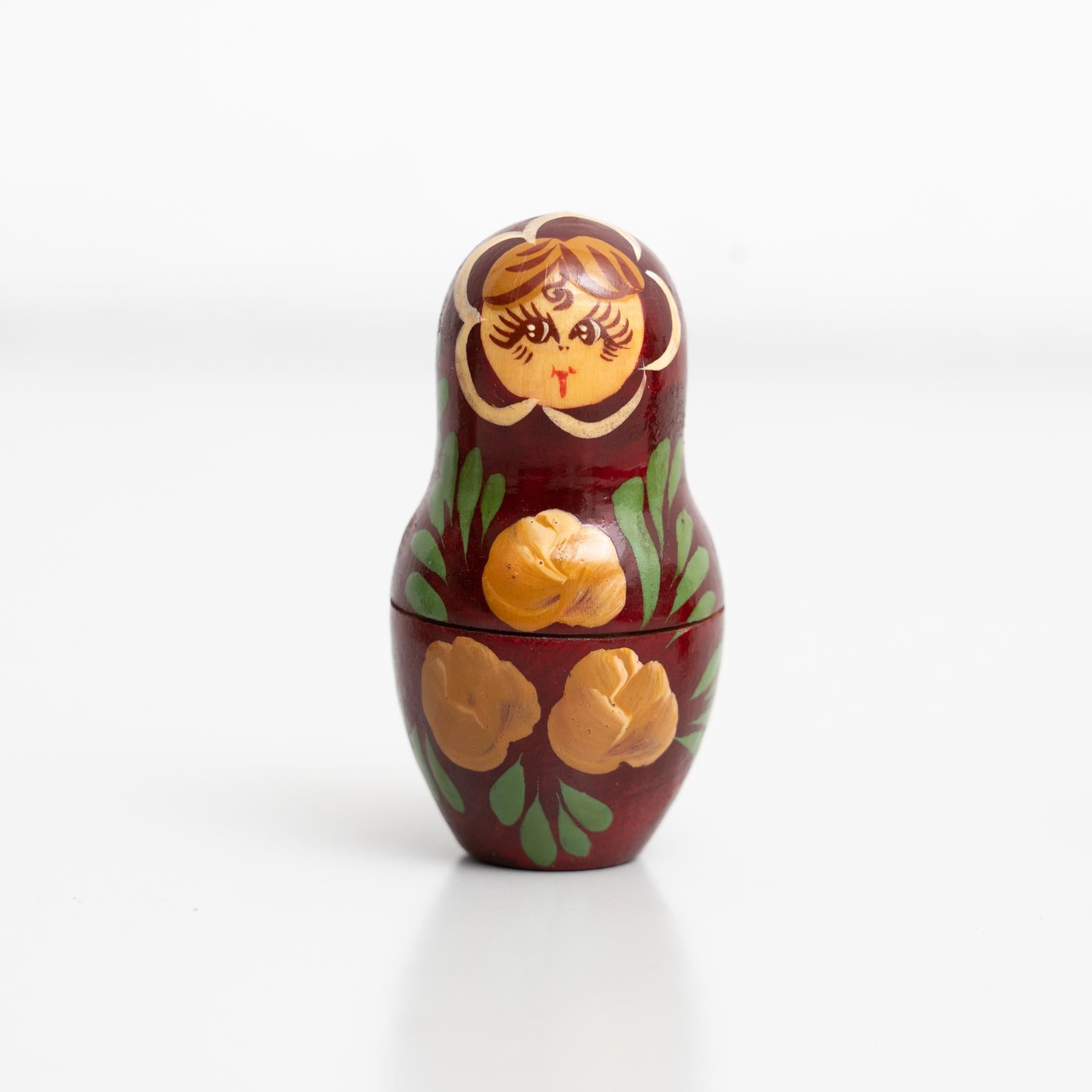 Antique Traditional Hand-Painted Wooden Russian Doll, circa 1960 9