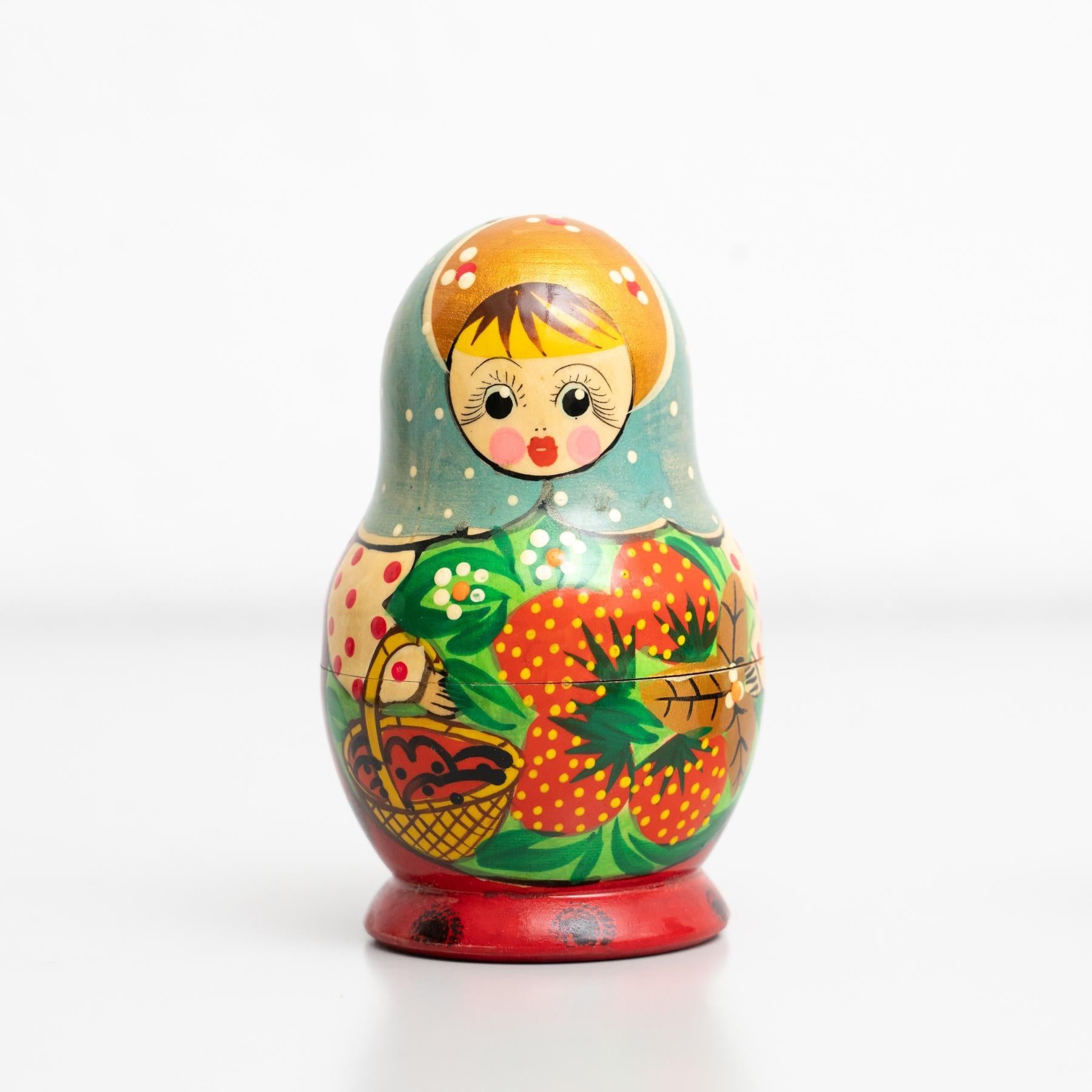 Antique Traditional Hand-Painted Wooden Russian Doll, circa 1960 13