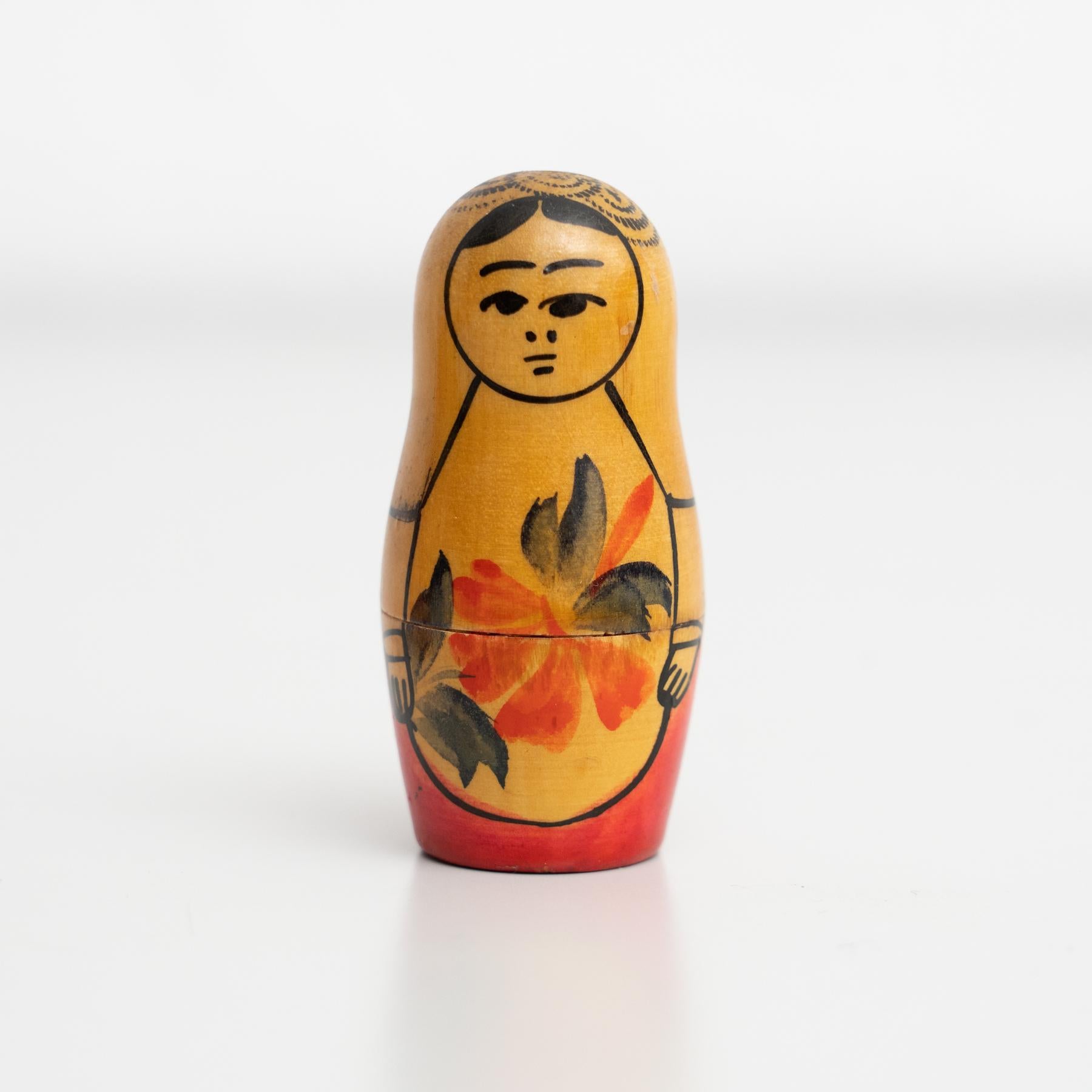 Antique Traditional Hand-Painted Wooden Russian Doll, circa 1960 10