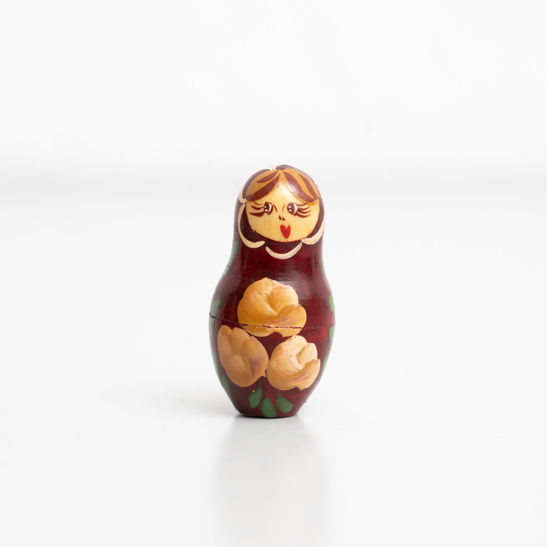 Antique Traditional Hand-Painted Wooden Russian Doll, circa 1960 10